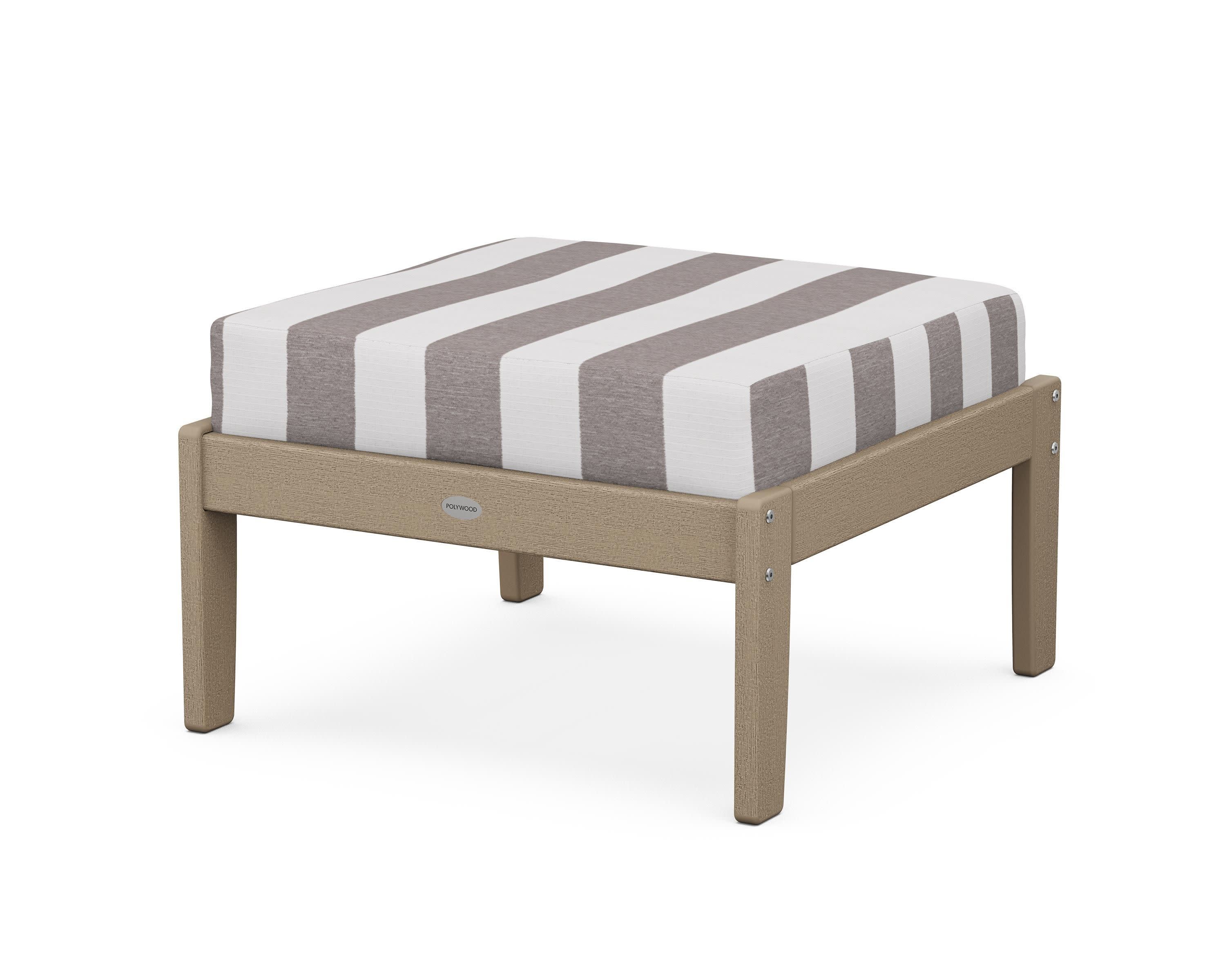 Braxton Deep Seating Ottoman in Vintage Sahara / Cabana Stripe Grey Mist