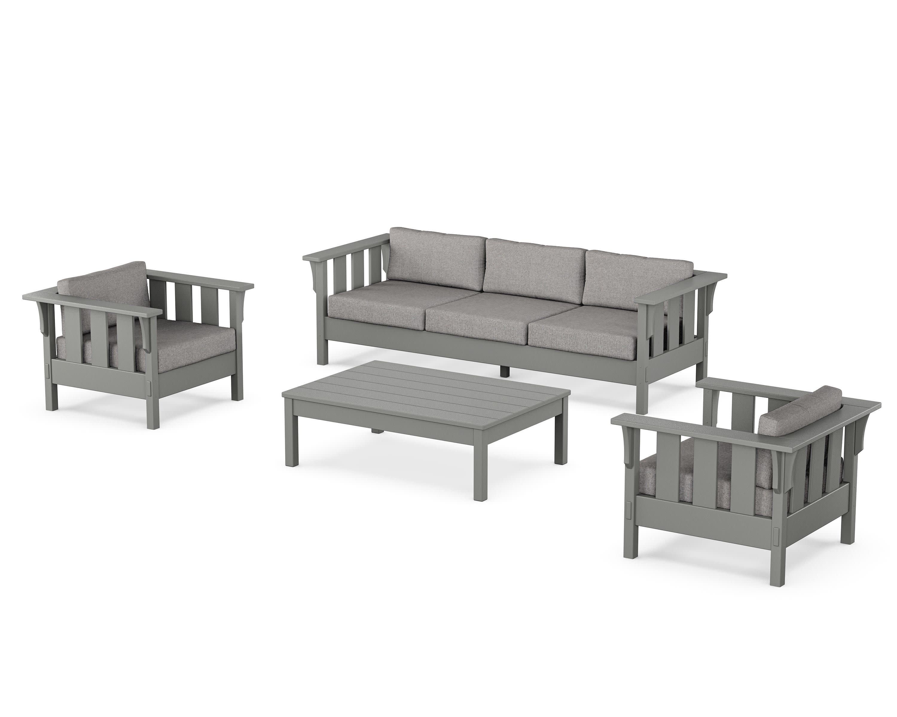 Acadia 4-Piece Deep Seating Set with Sofa in Slate Grey / Grey Mist