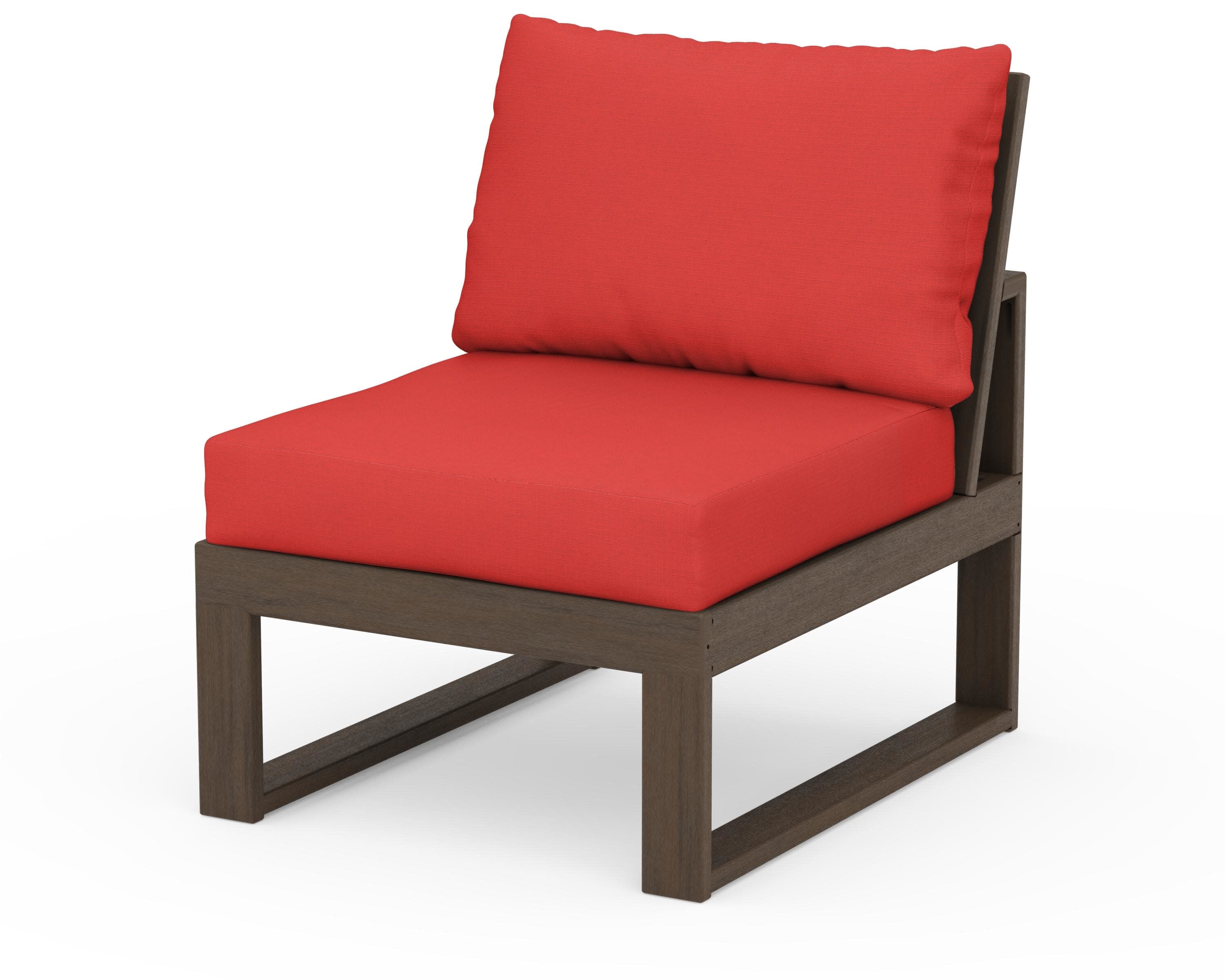 Modular Armless Chair in Kona / Crimson Linen