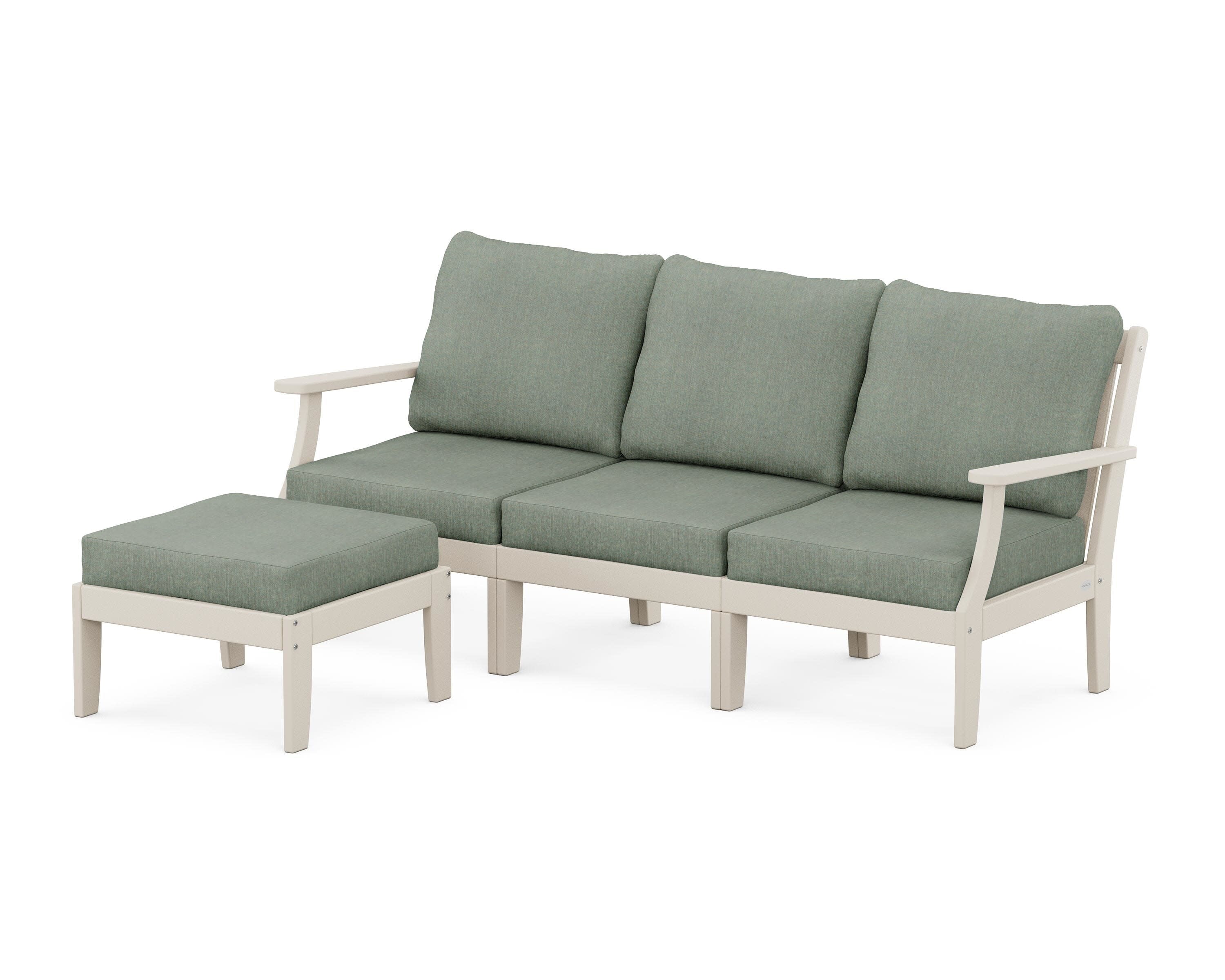 Braxton Modular 4-Piece Deep Seating Set with Ottoman in Sand / Cast Sage