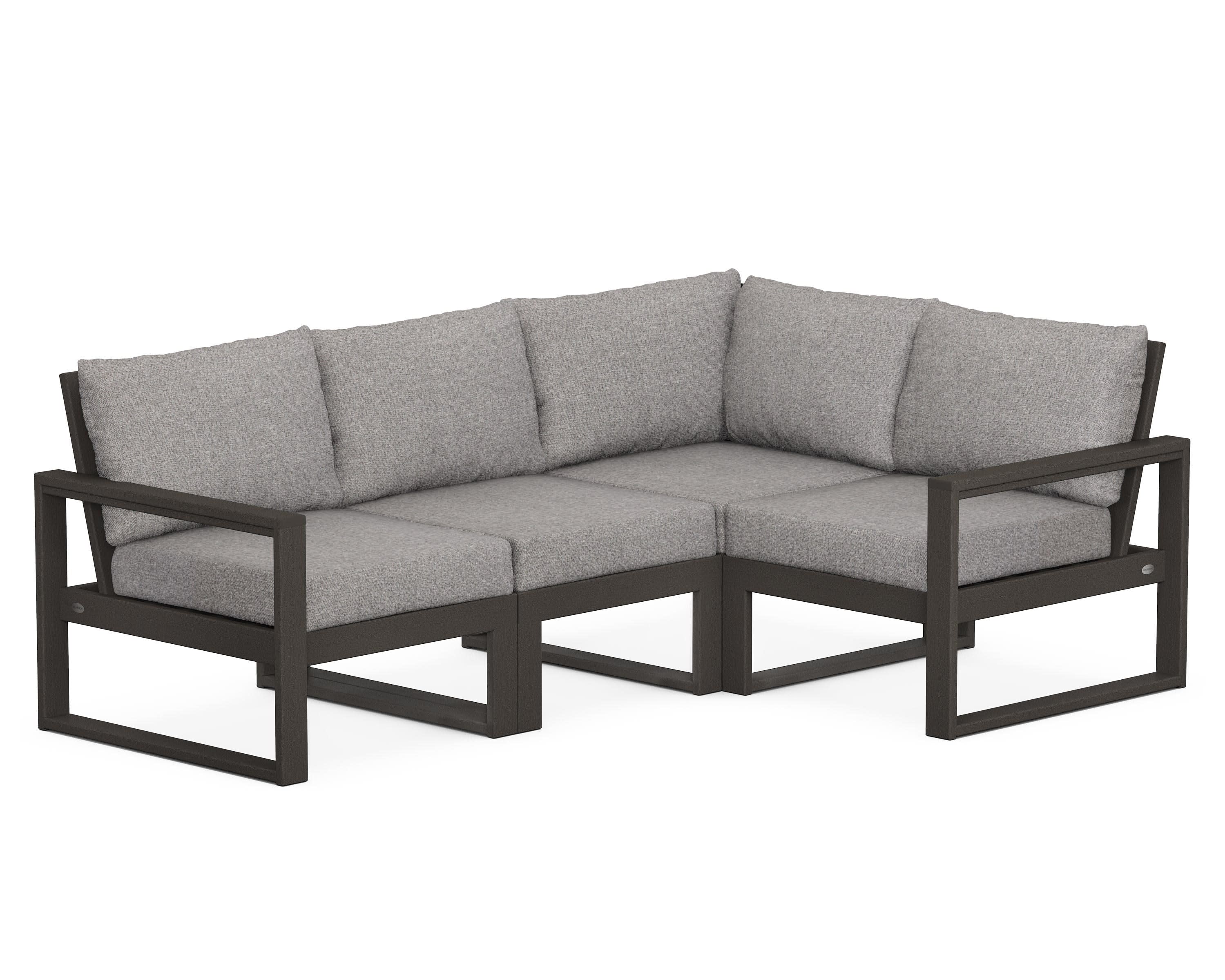 EDGE 4-Piece Modular Deep Seating Set in Vintage Coffee / Grey Mist