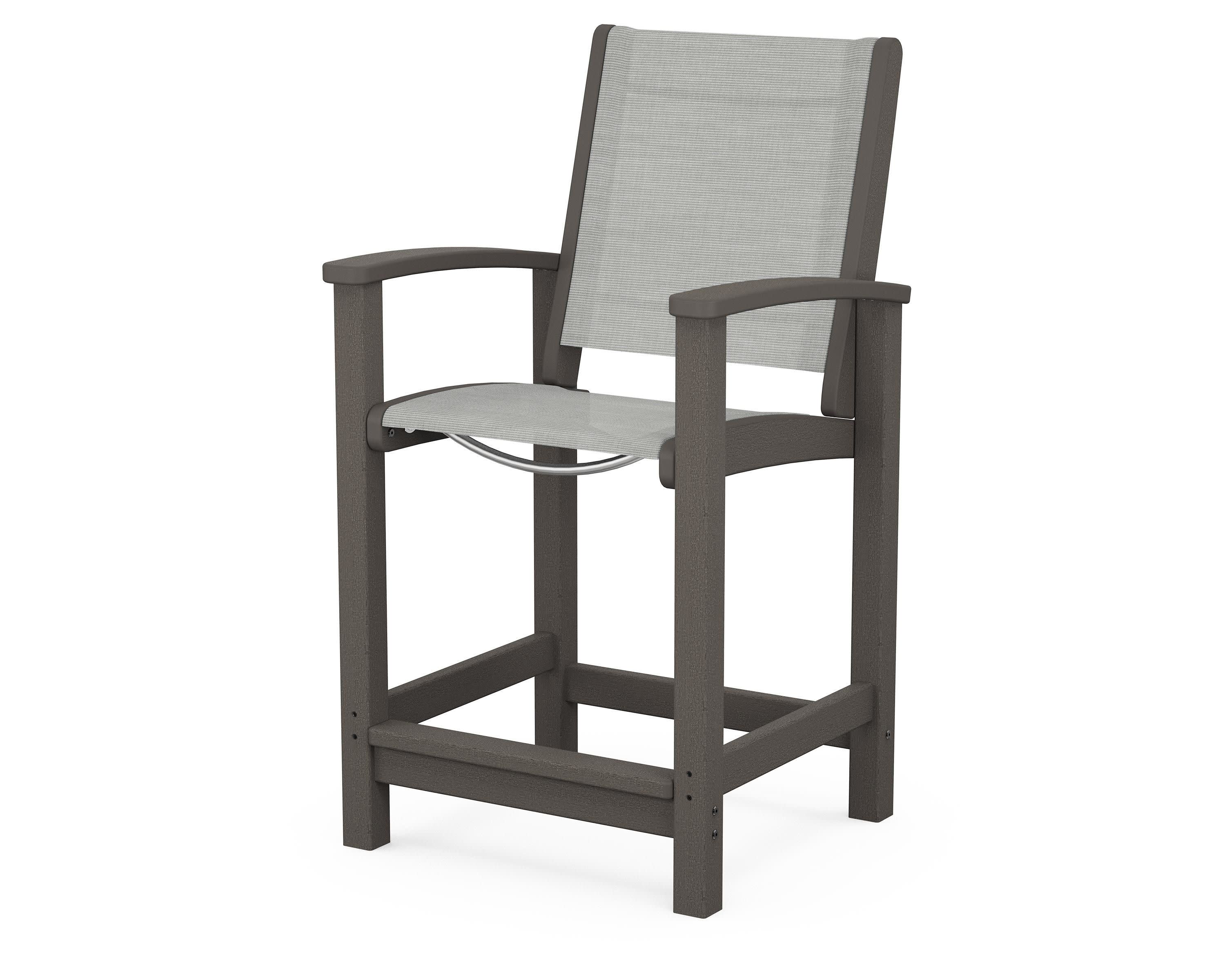 Coastal Counter Chair in Vintage Coffee / Metallic Sling