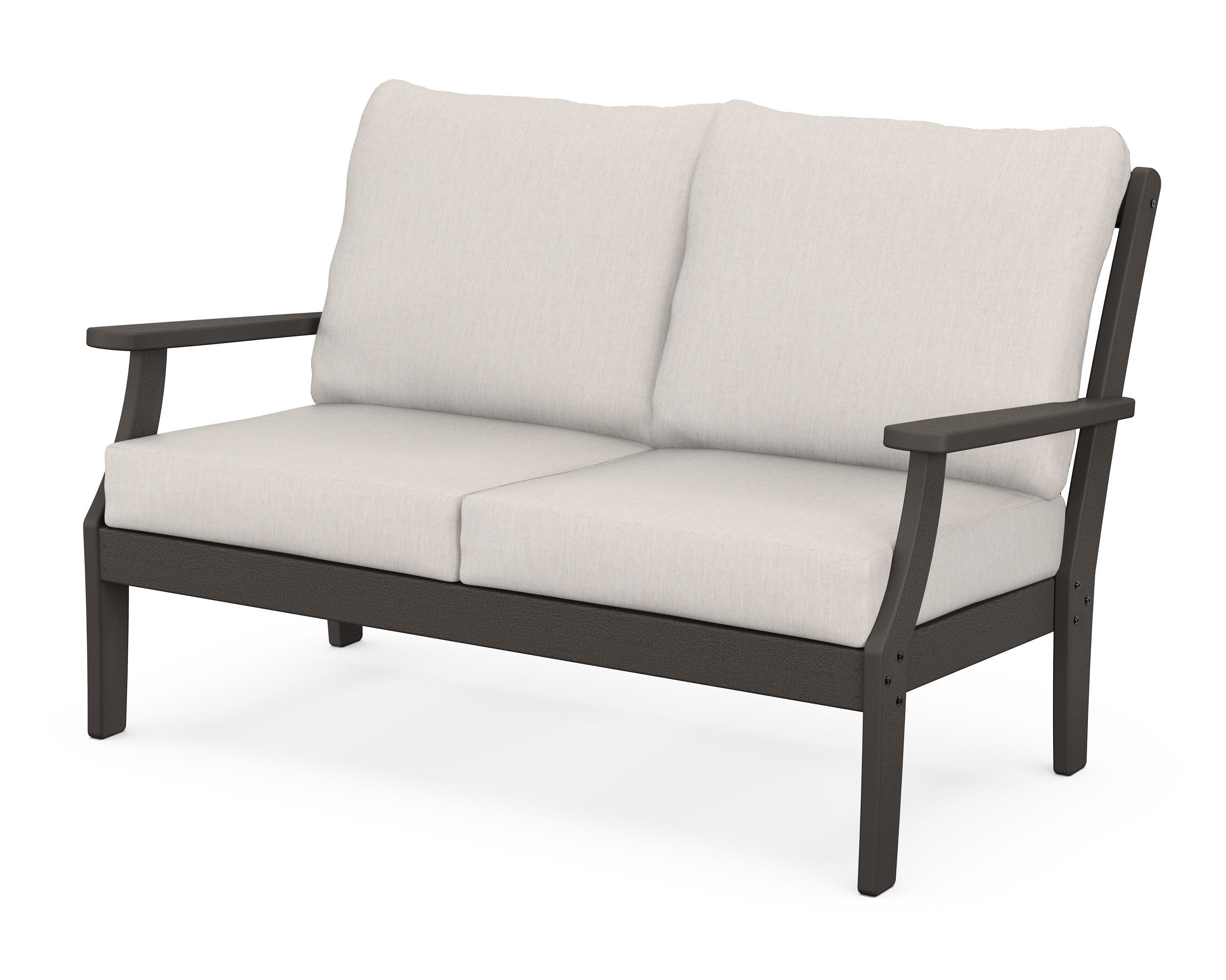 Braxton Deep Seating Loveseat in Vintage Coffee / Cast Ash