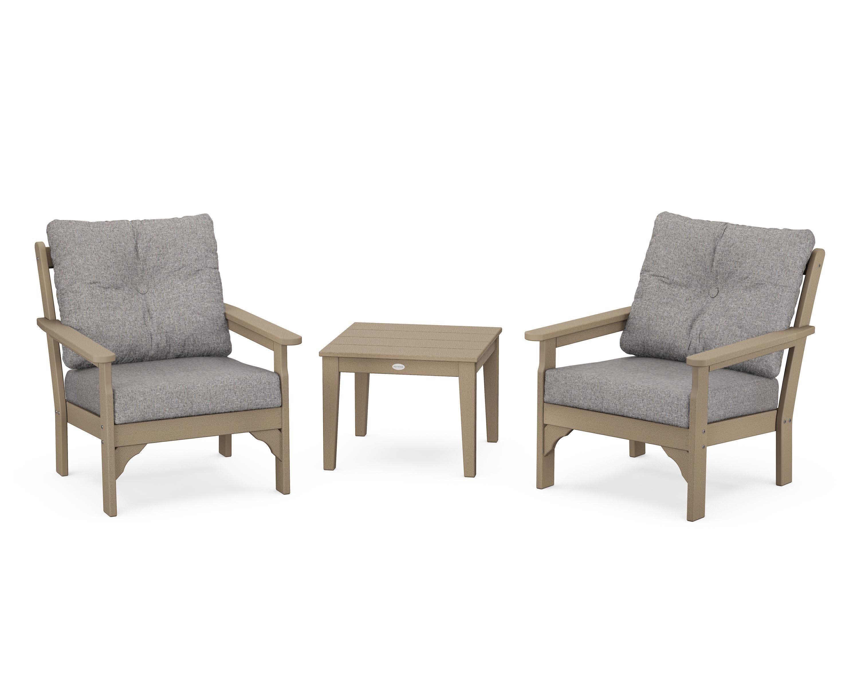 Vineyard 3-Piece Deep Seating Set in Vintage Sahara / Grey Mist