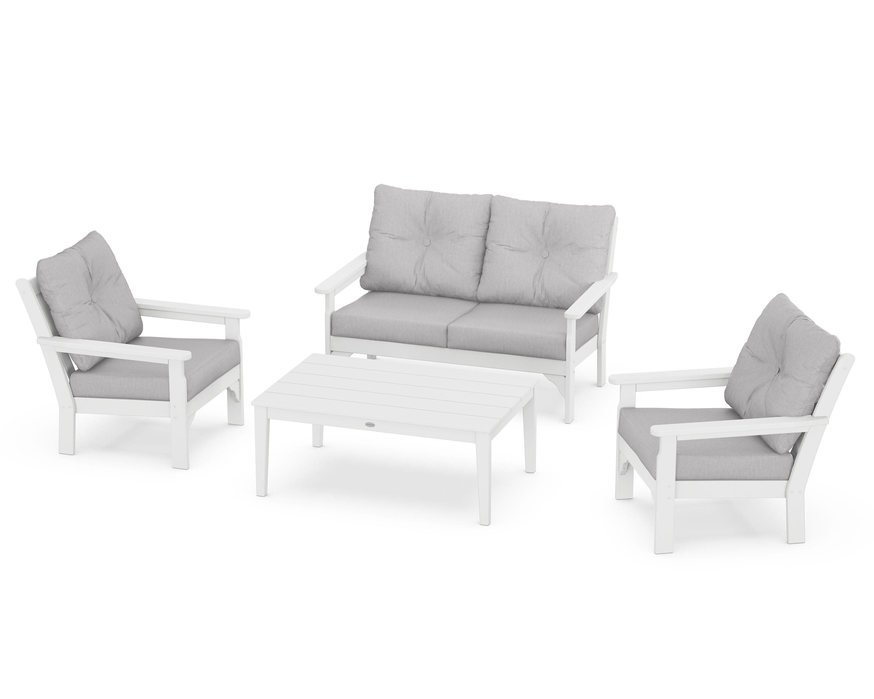 Vineyard 4-Piece Deep Seating Set in White / Granite