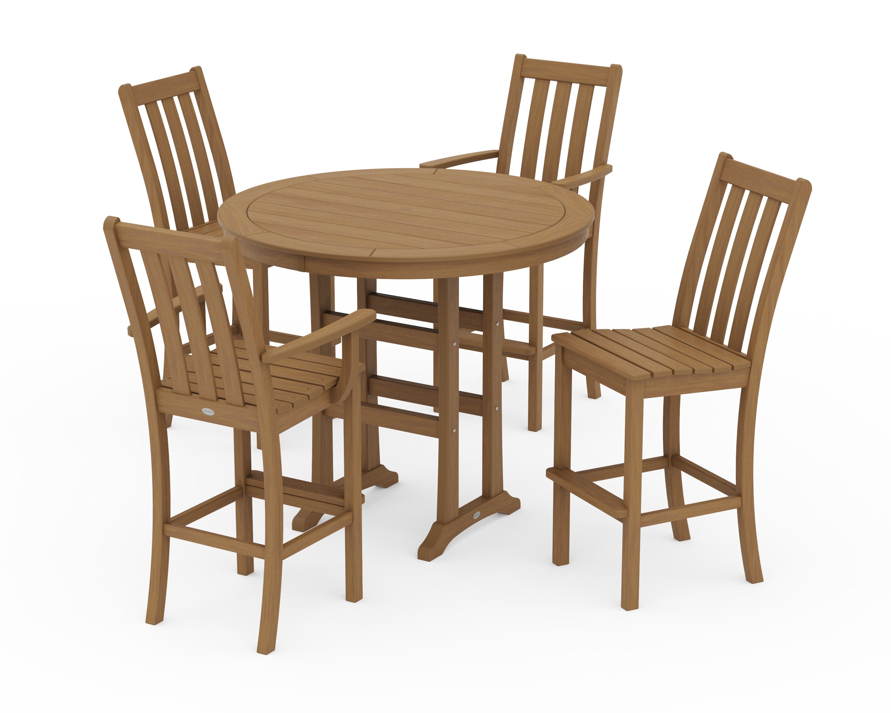 Vineyard 5-Piece Nautical Trestle Bar Set in Natural
