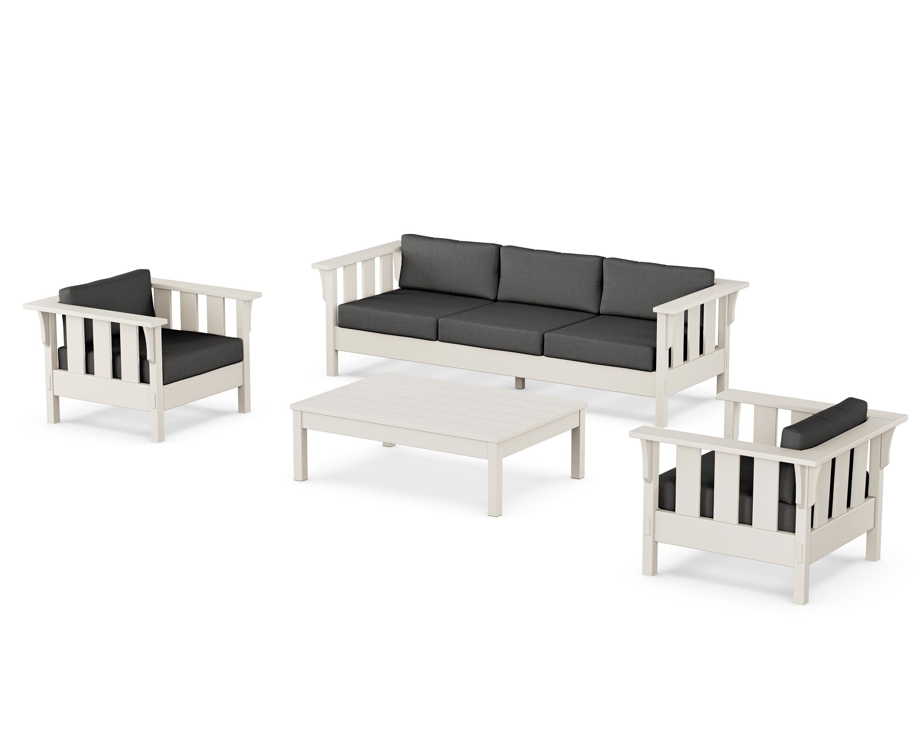 Acadia 4-Piece Deep Seating Set with Sofa in Sand / Spectrum Carbon