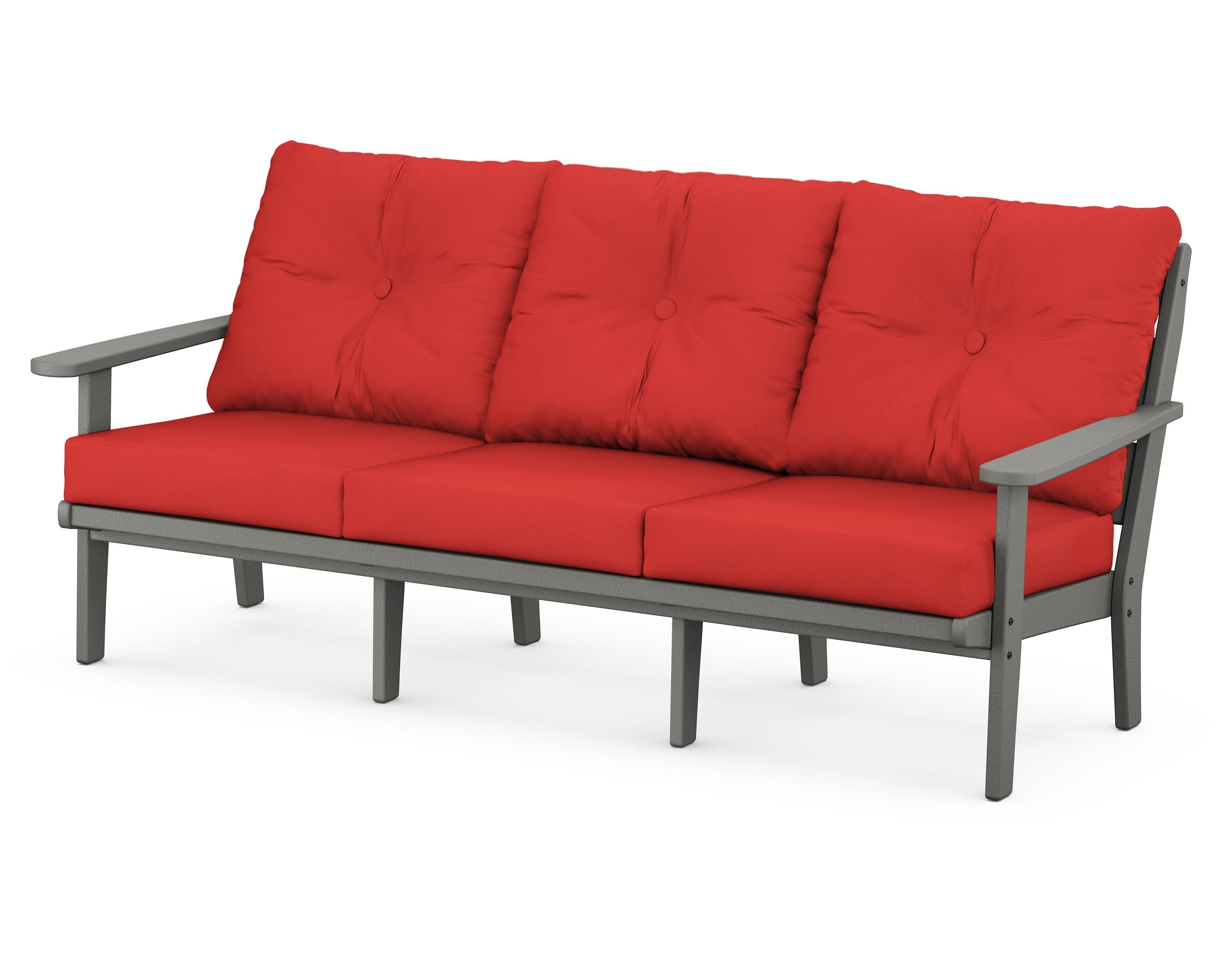 Lakeside Deep Seating Sofa in Slate Grey / Crimson Linen