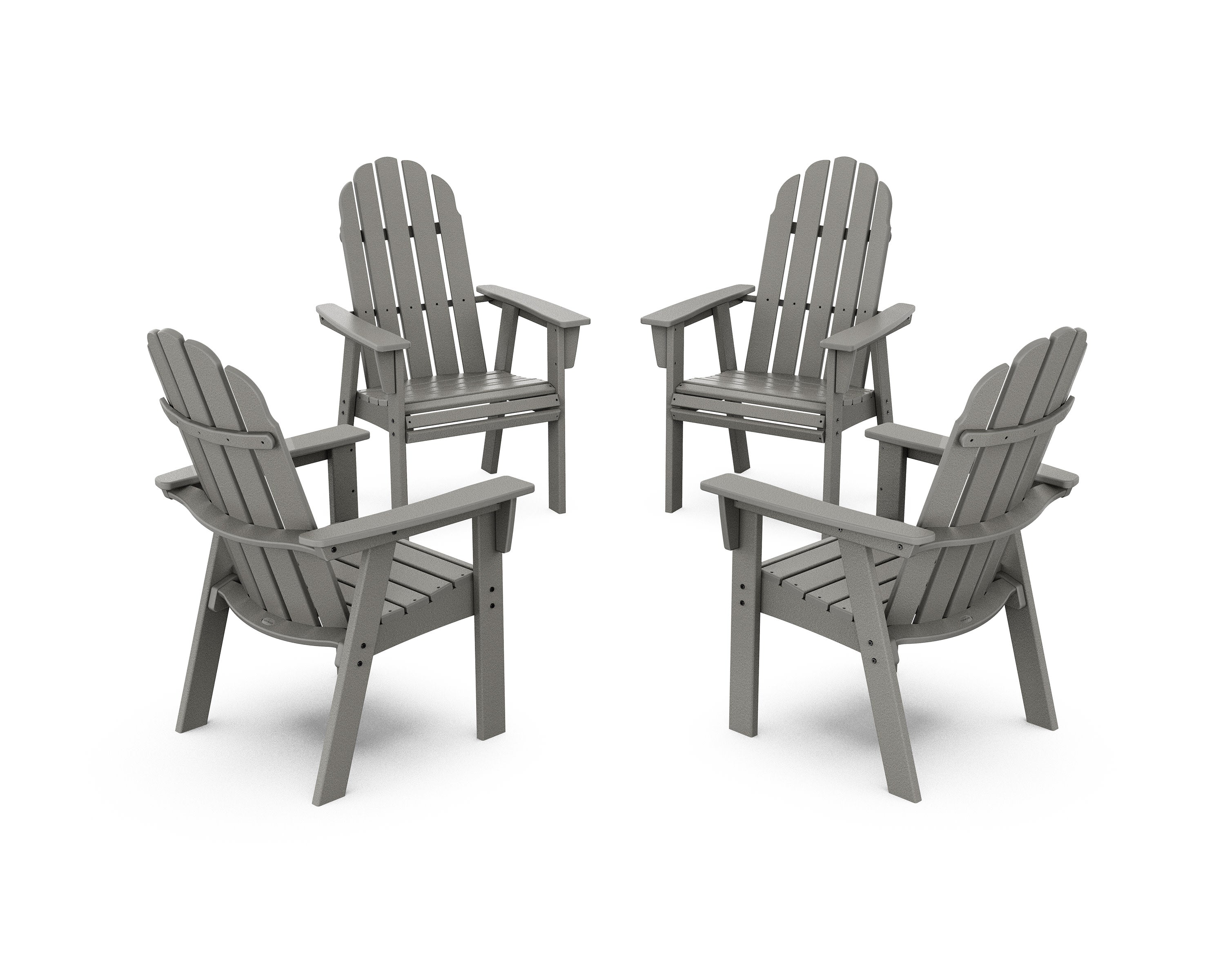 Vineyard 4-Piece Curveback Upright Adirondack Conversation Set in Slate Grey