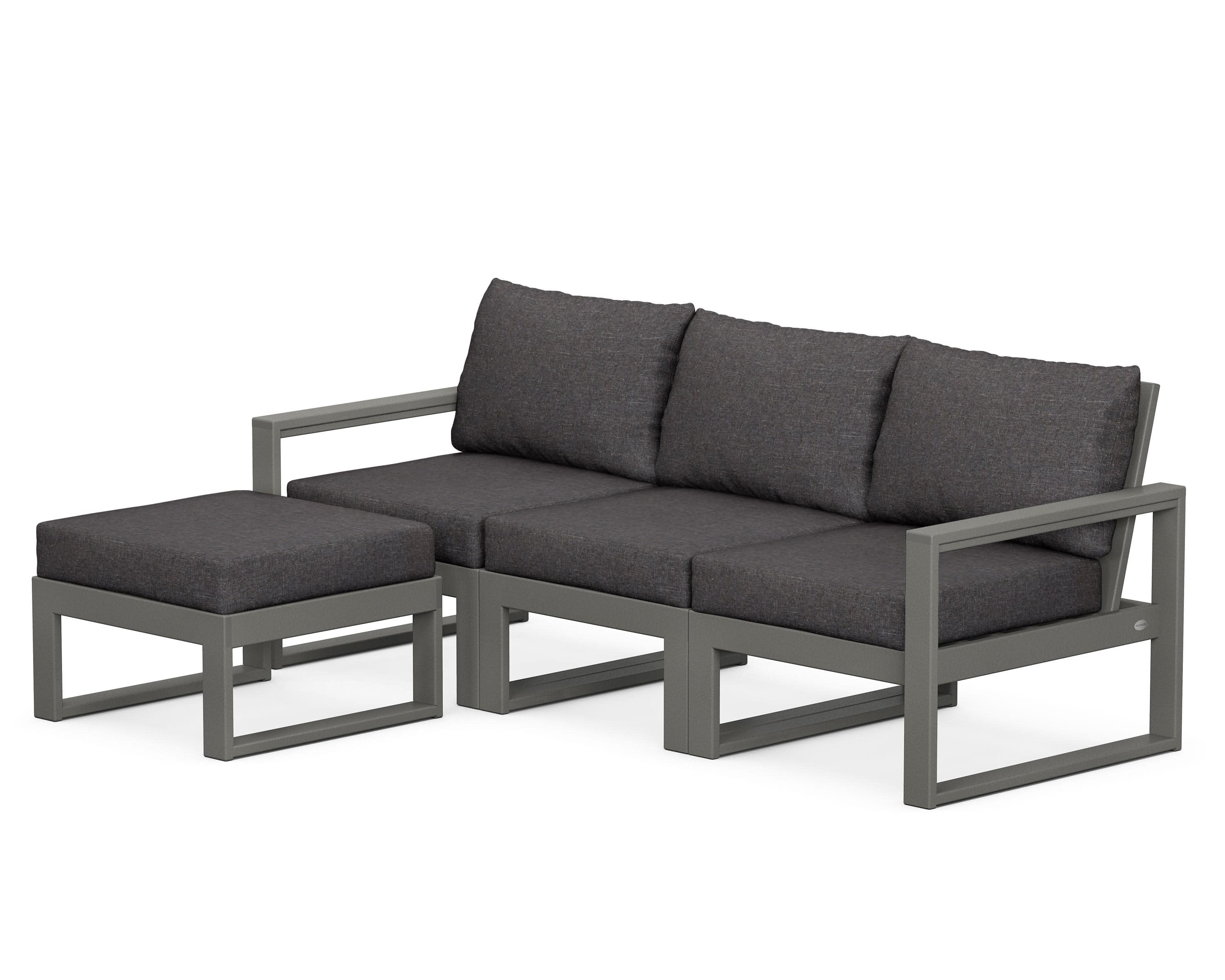EDGE 4-Piece Modular Deep Seating Set with Ottoman in Slate Grey / Ash Charcoal