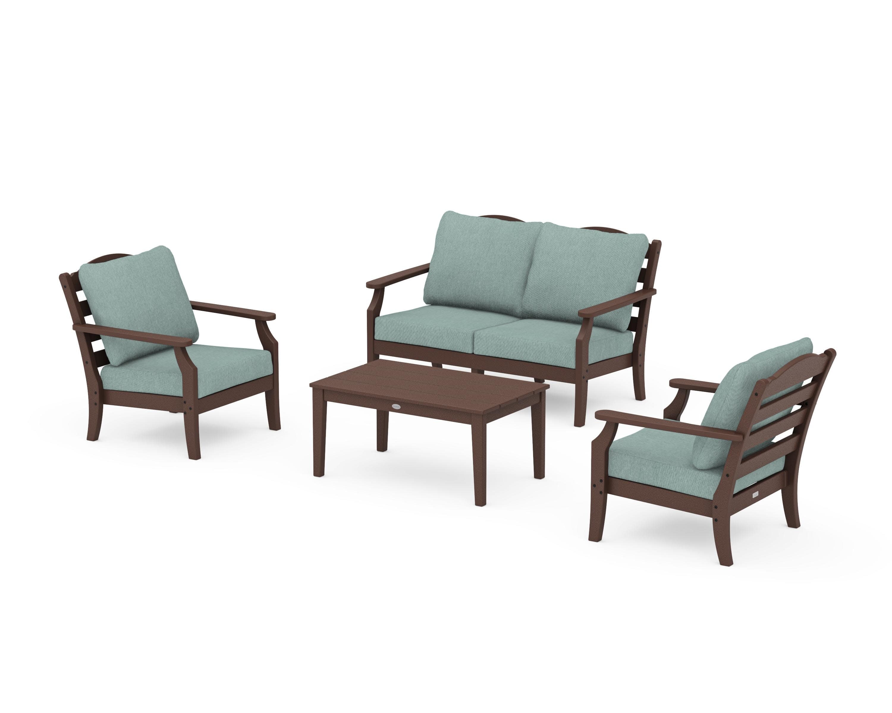 Savannah 4-Piece Deep Seating Set with Loveseat in Mahogany / Glacier Spa