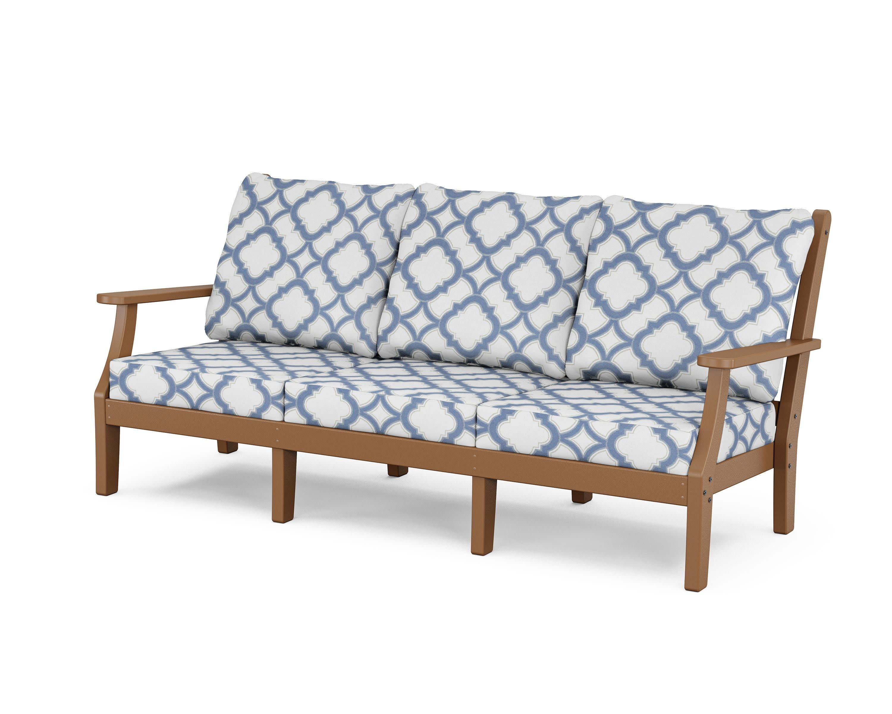 Wovendale Deep Seating Sofa in Teak / Trellis Sky Blue