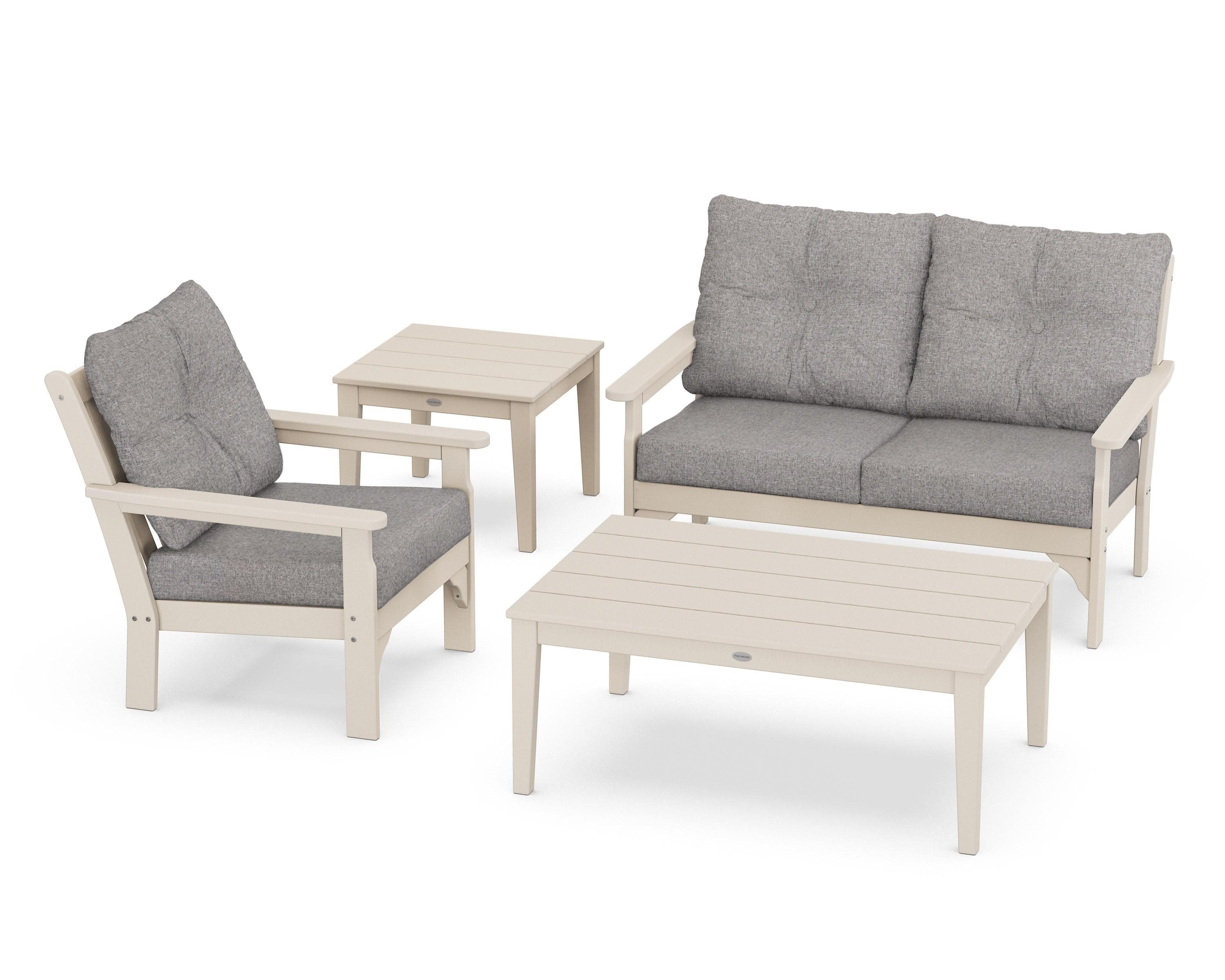 Vineyard 4-Piece Deep Seating Set in Sand / Grey Mist