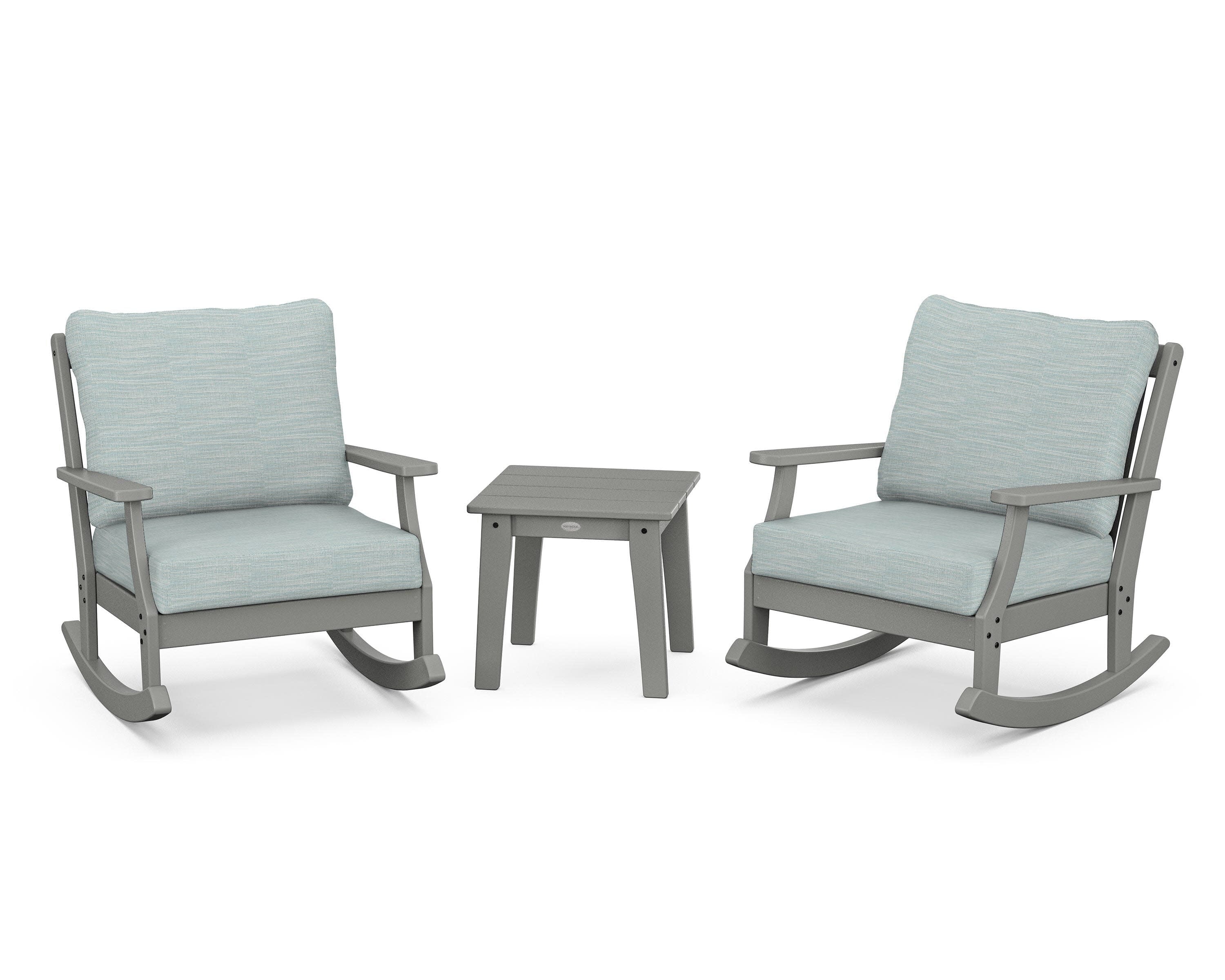 Braxton 3-Piece Deep Seating Rocker Set in Slate Grey / Soothe Mist