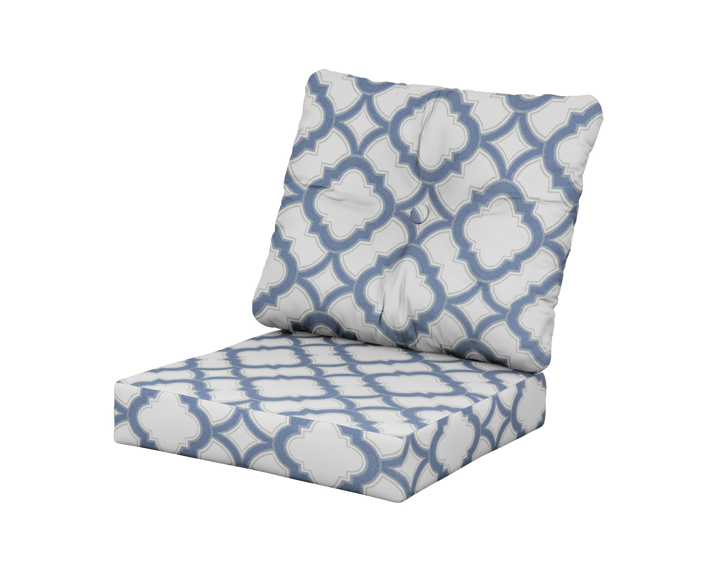 Vineyard Seat/Back Cushion in Trellis Sky Blue