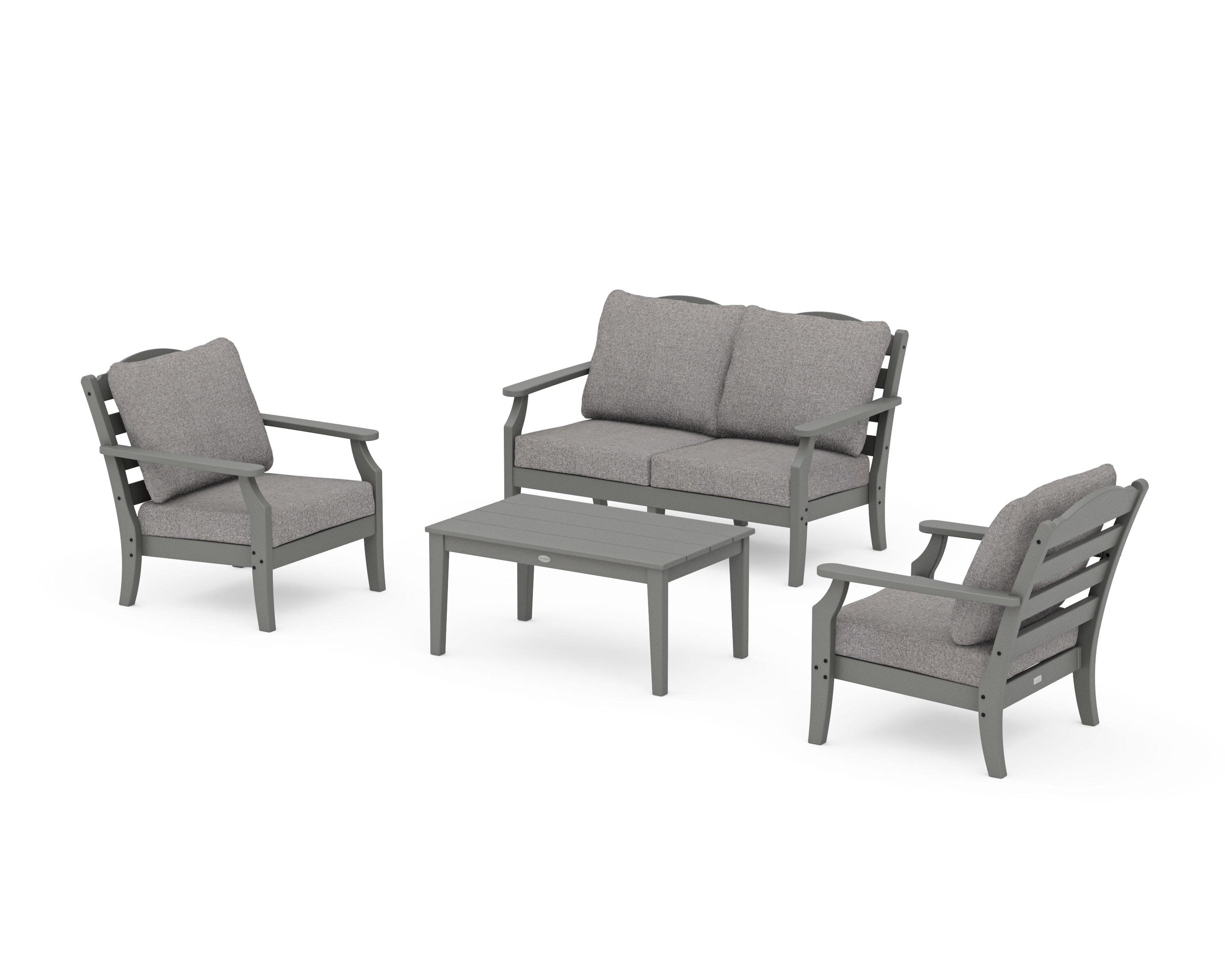 Savannah 4-Piece Deep Seating Set with Loveseat in Slate Grey / Grey Mist