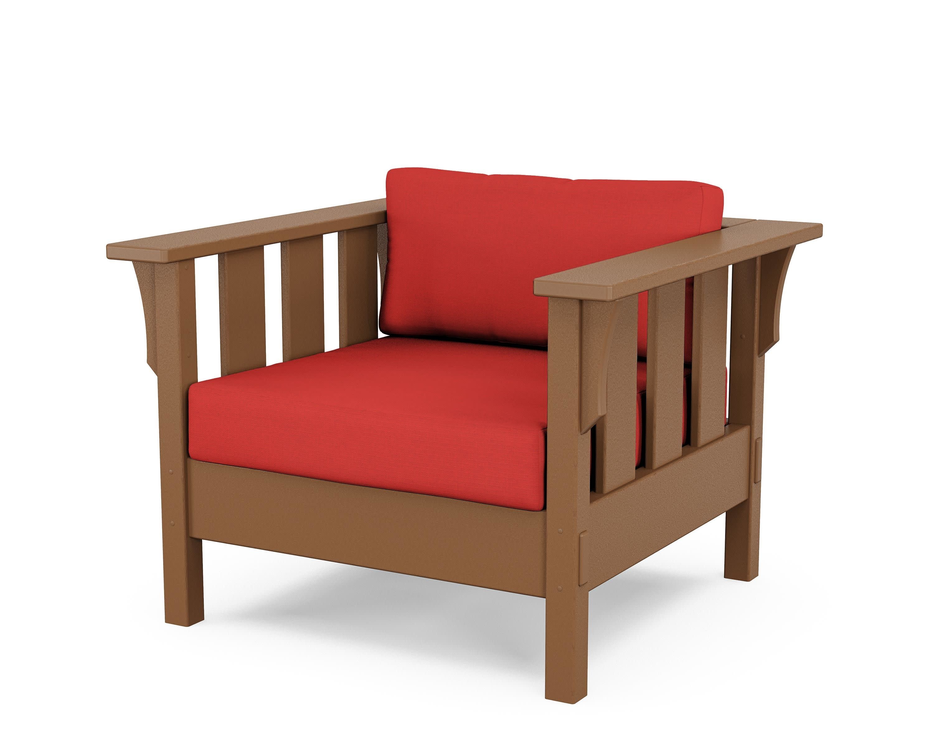 Acadia Deep Seating Chair in Teak / Crimson Linen