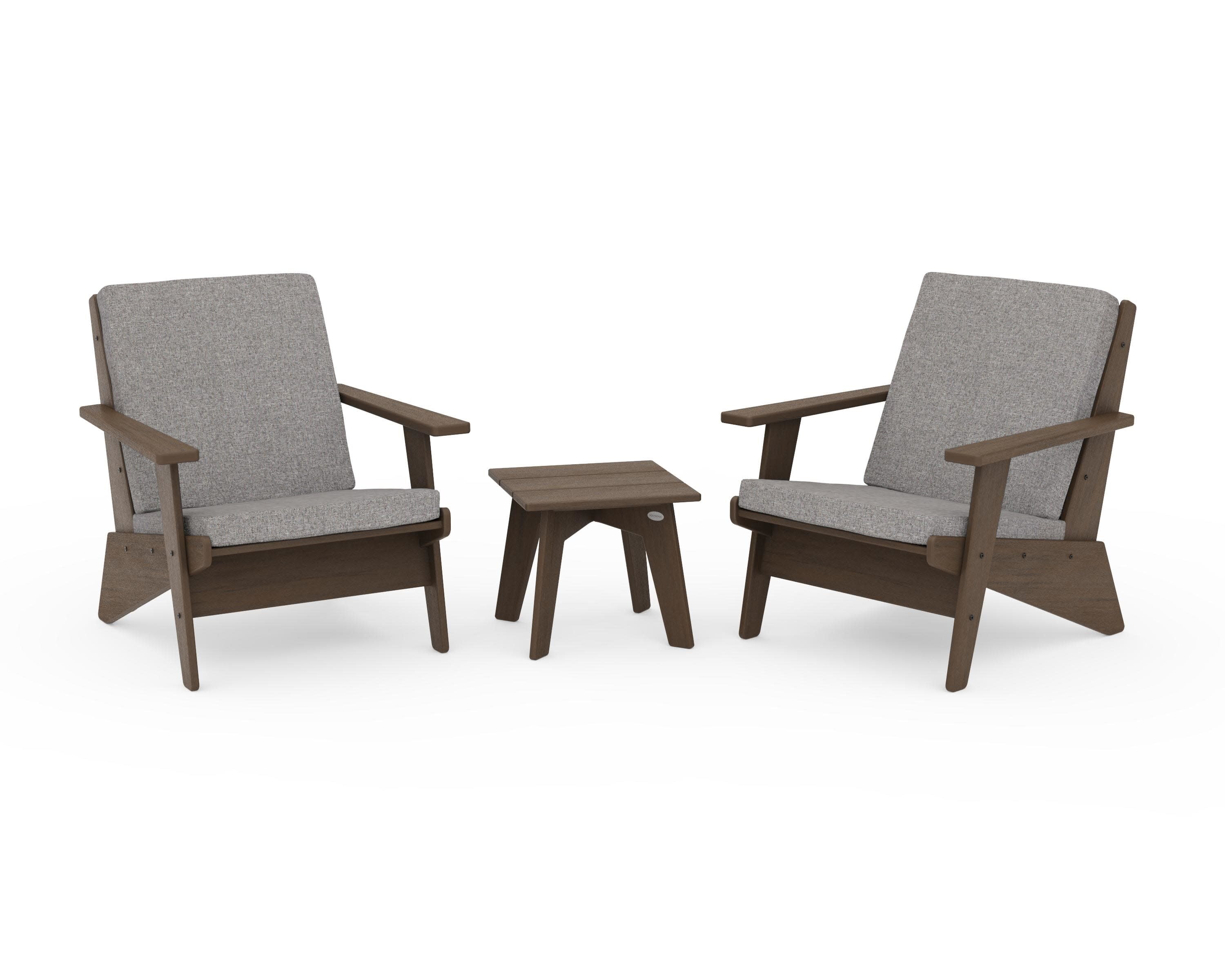 Riviera Modern Lounge 3-Piece Set in Kona / Grey Mist