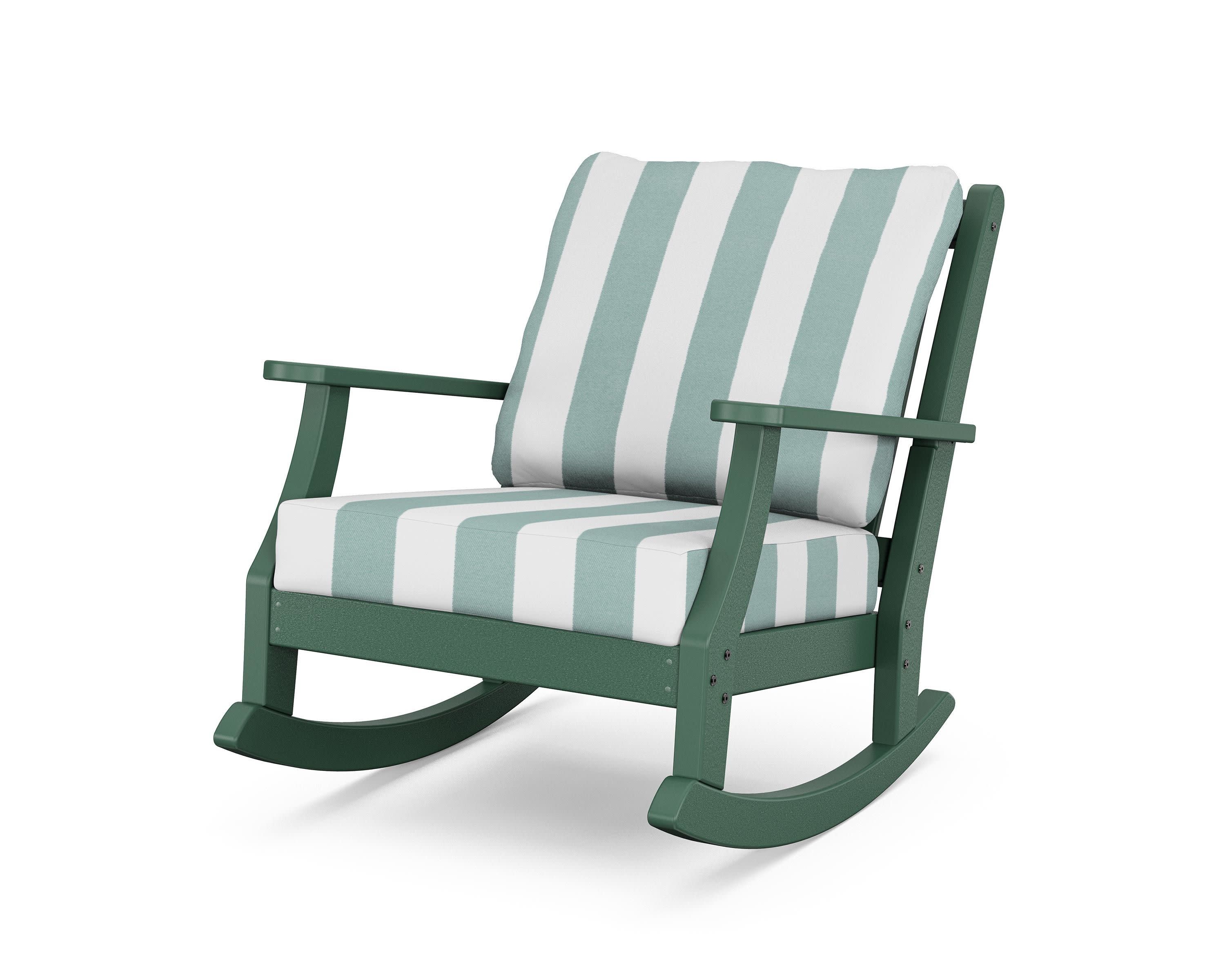 Wovendale Deep Seating Rocking Chair in Green / Cabana Stripe Glacier Spa