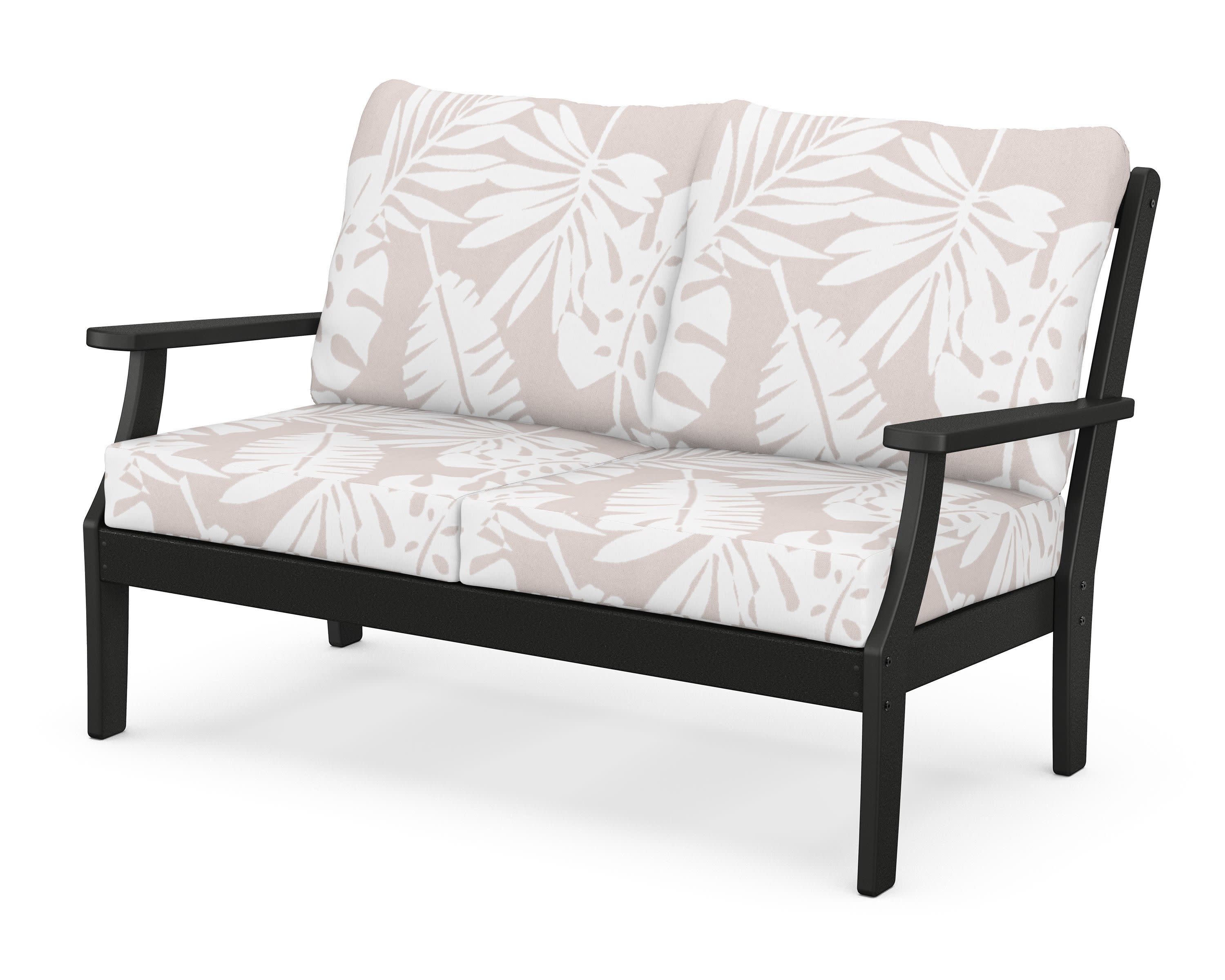 Braxton Deep Seating Loveseat in Black / Leaf Dune Burlap