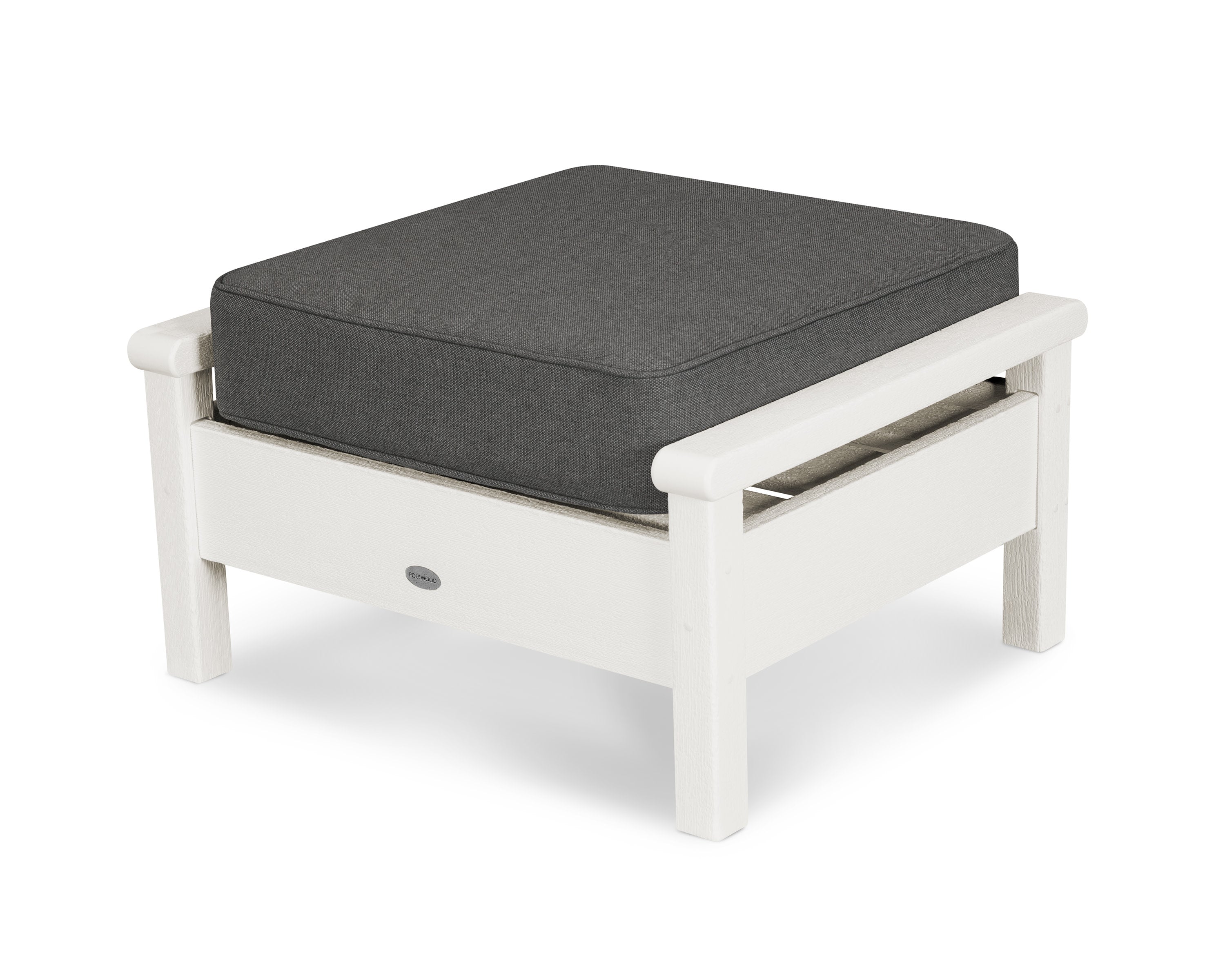 Harbour Deep Seating Ottoman in Vintage White / Blend Coal