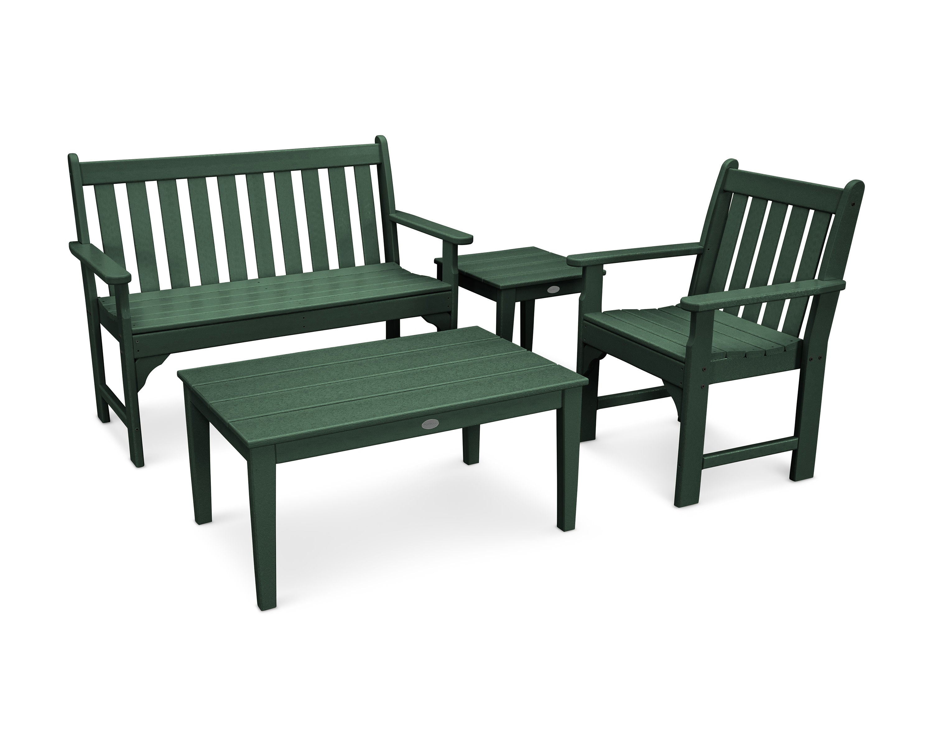 Vineyard 4-Piece Bench Seating Set in Green