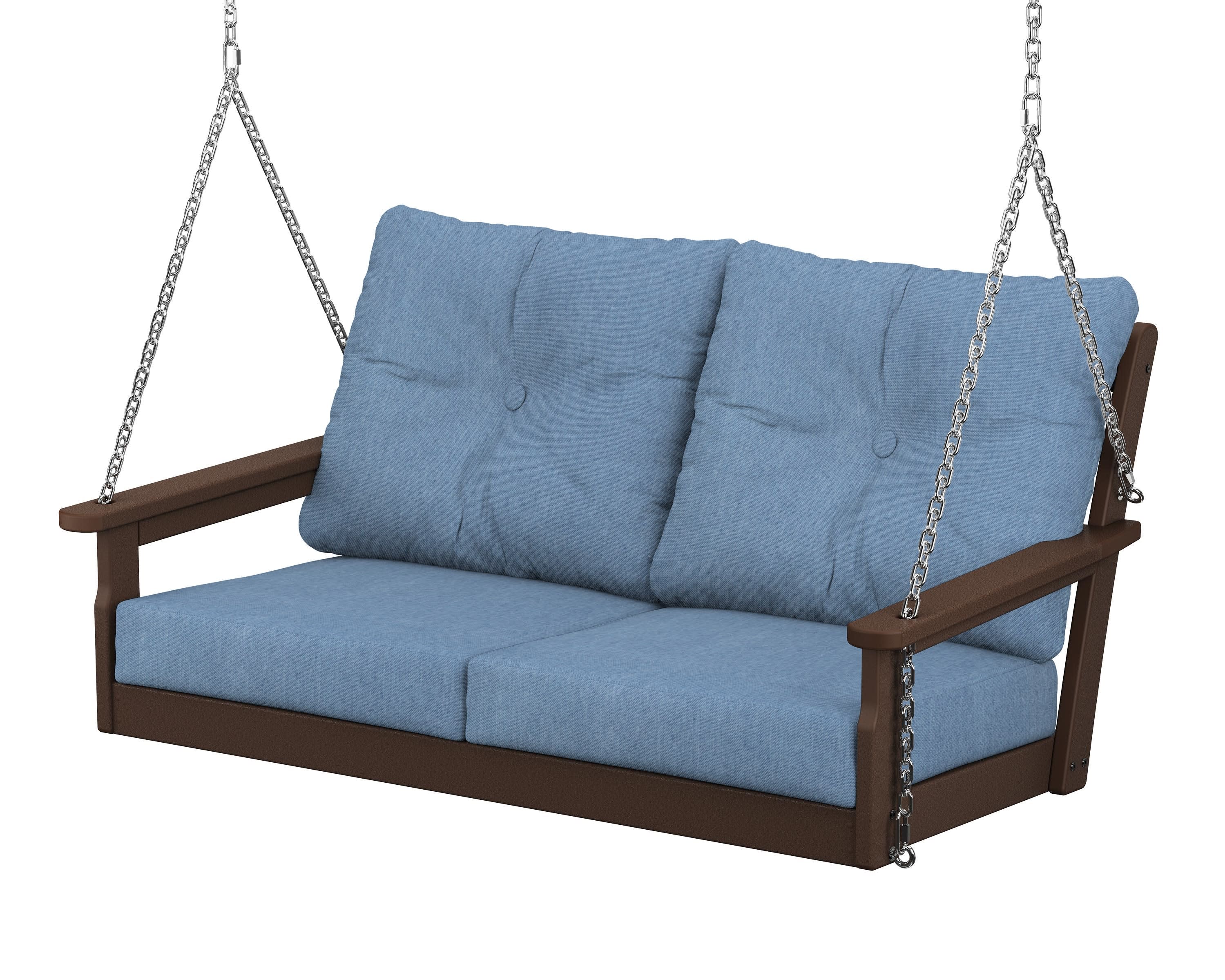 Vineyard Deep Seating Swing in Mahogany / Sky Blue