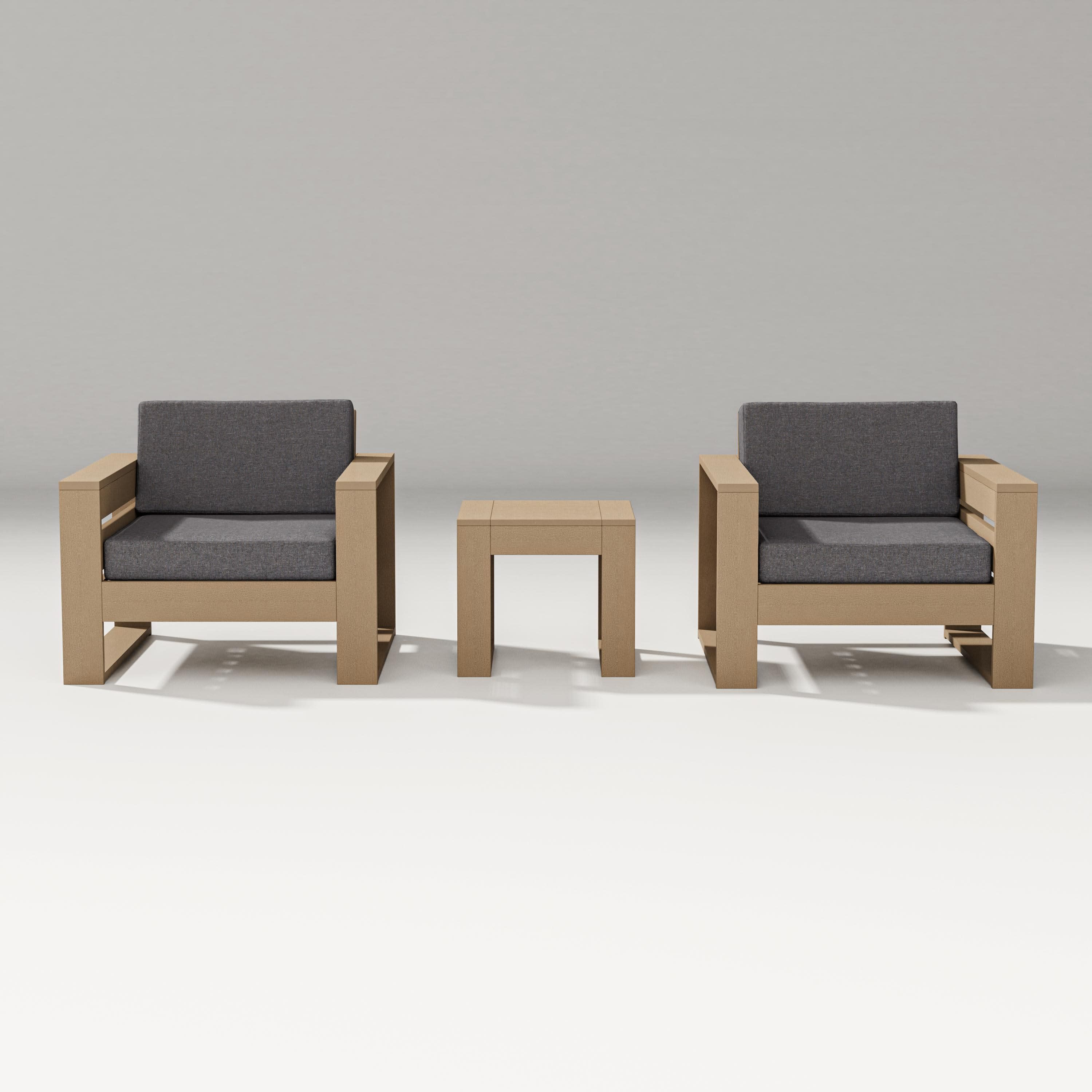 Latitude 3-Piece Lounge Chair Set in Vintage Sahara / Ash Charcoal