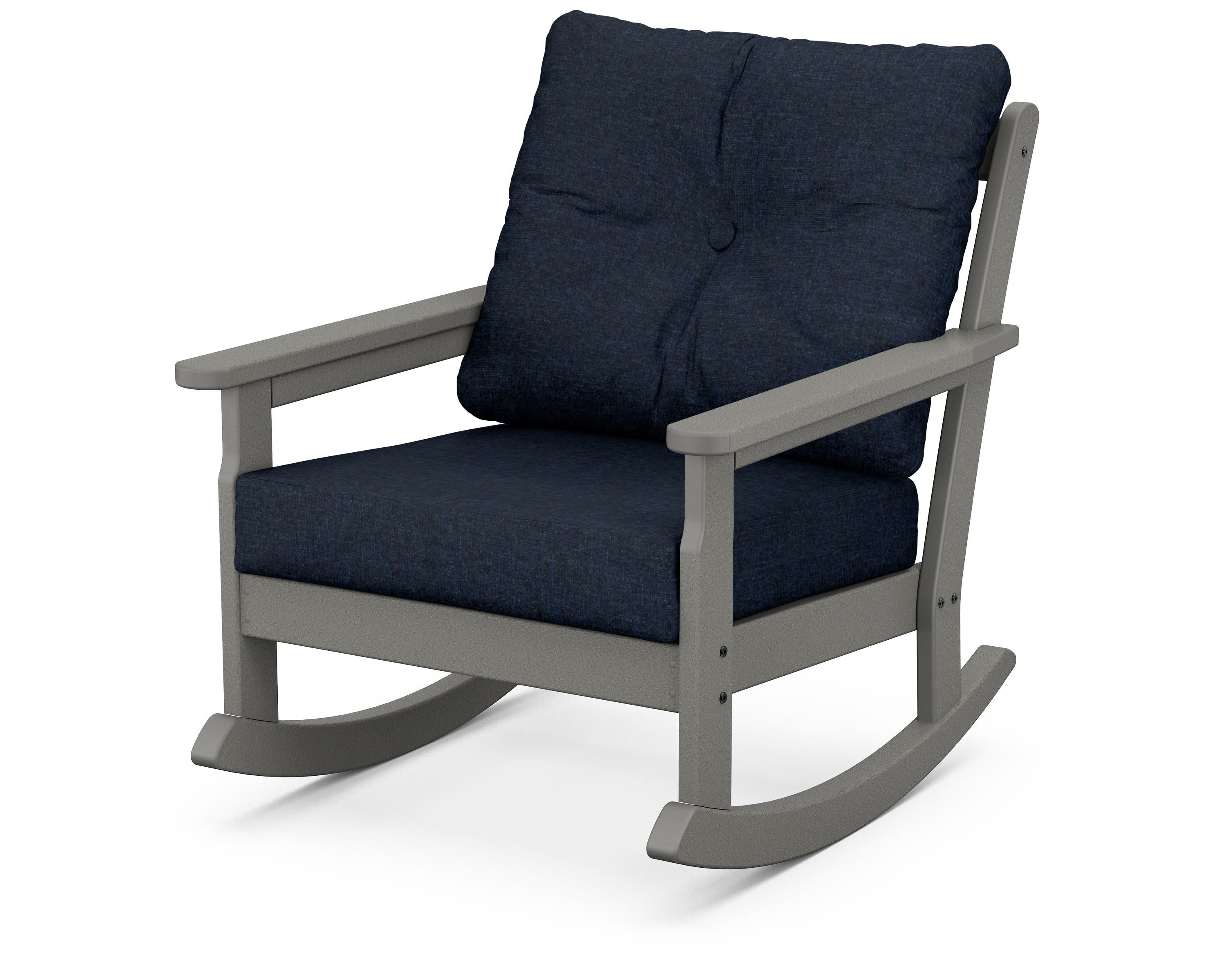 Vineyard Deep Seating Rocking Chair in Slate Grey / Marine Indigo