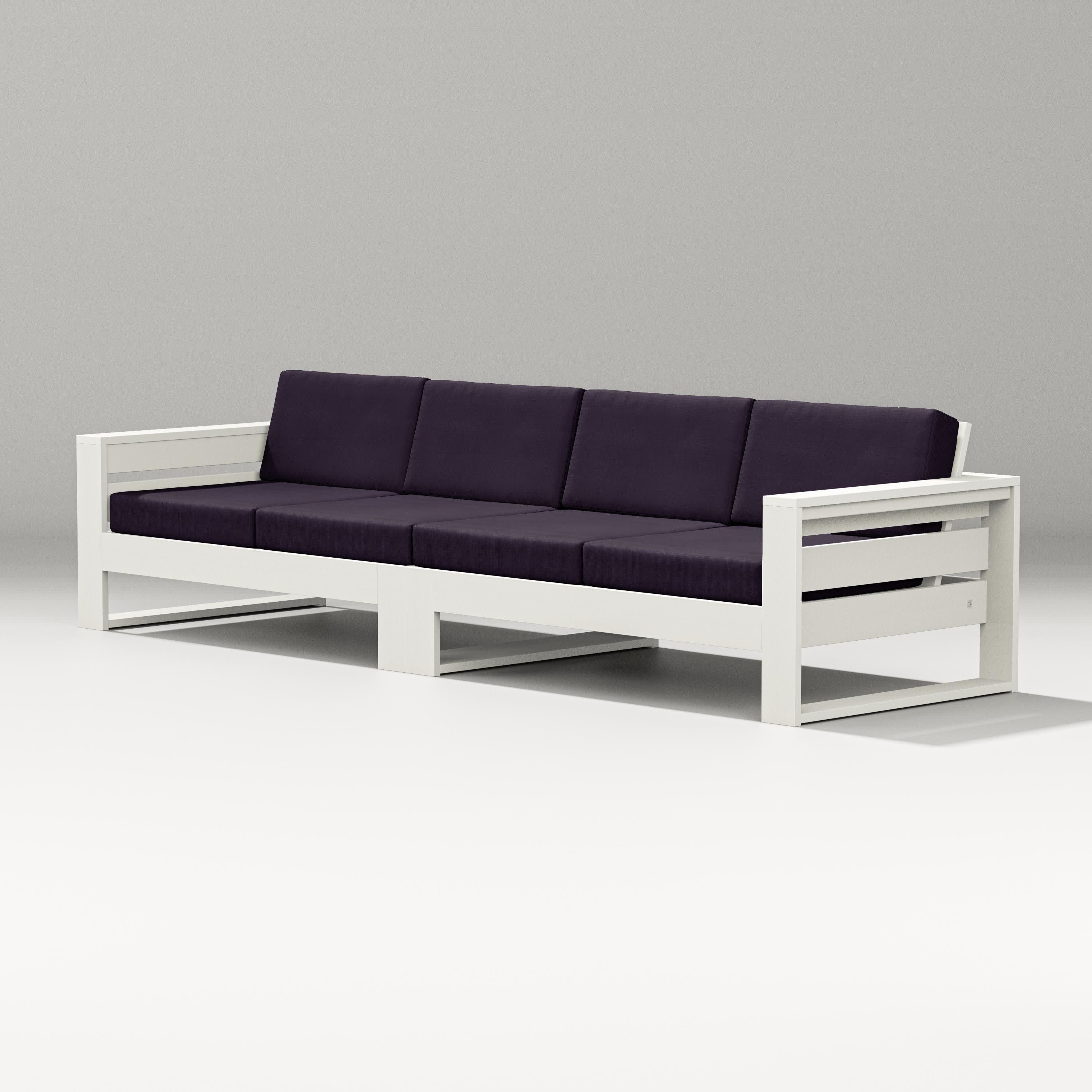 Latitude Straight Sectional in Vintage White / Navy Linen