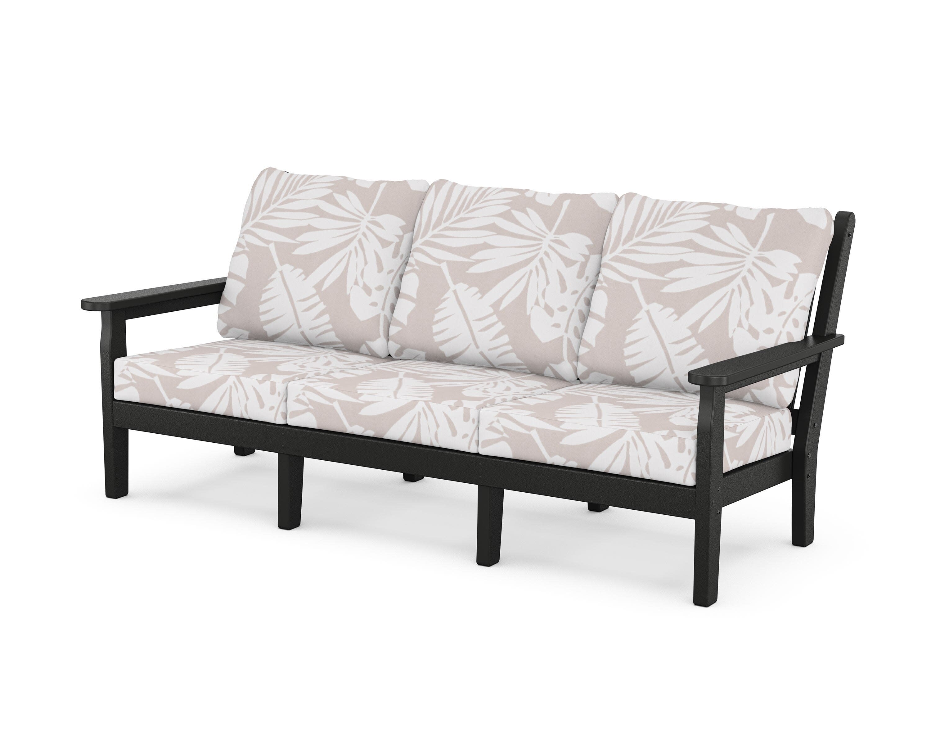 Chippendale Deep Seating Sofa in Black / Leaf Dune Burlap