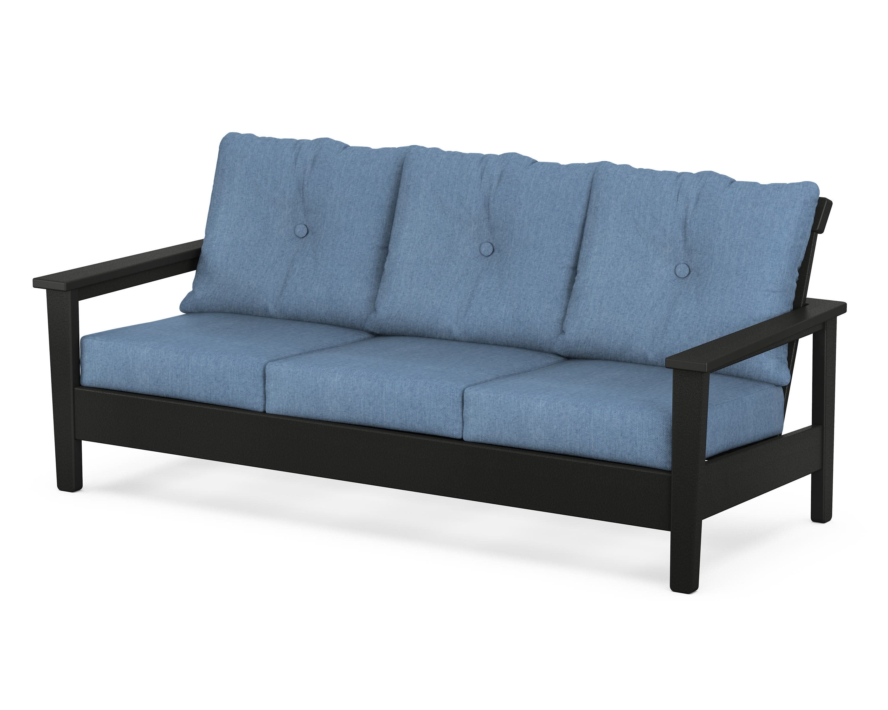 Prescott Deep Seating Sofa in Black / Sky Blue