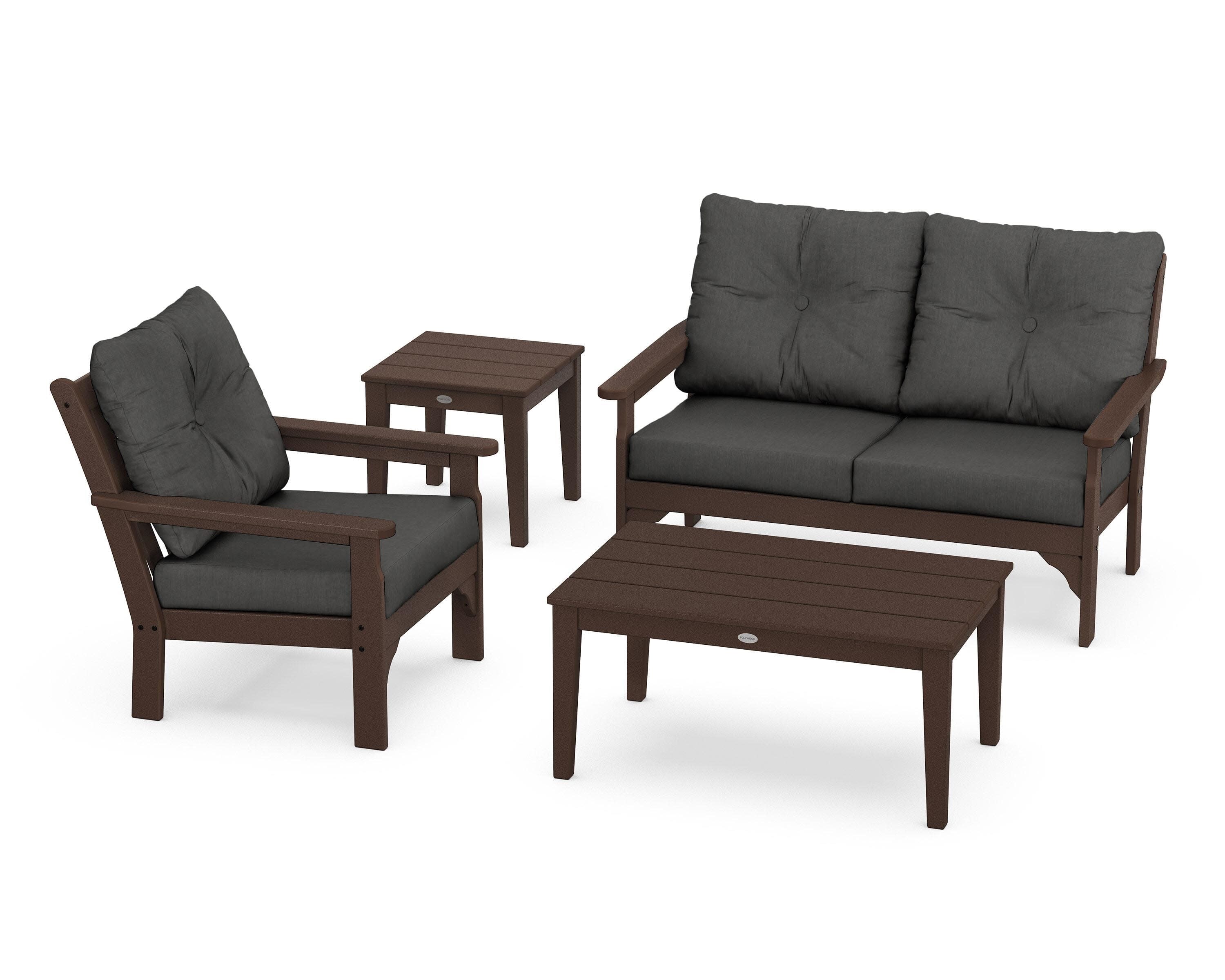 Vineyard 4-Piece Deep Seating Set in Mahogany / Spectrum Carbon