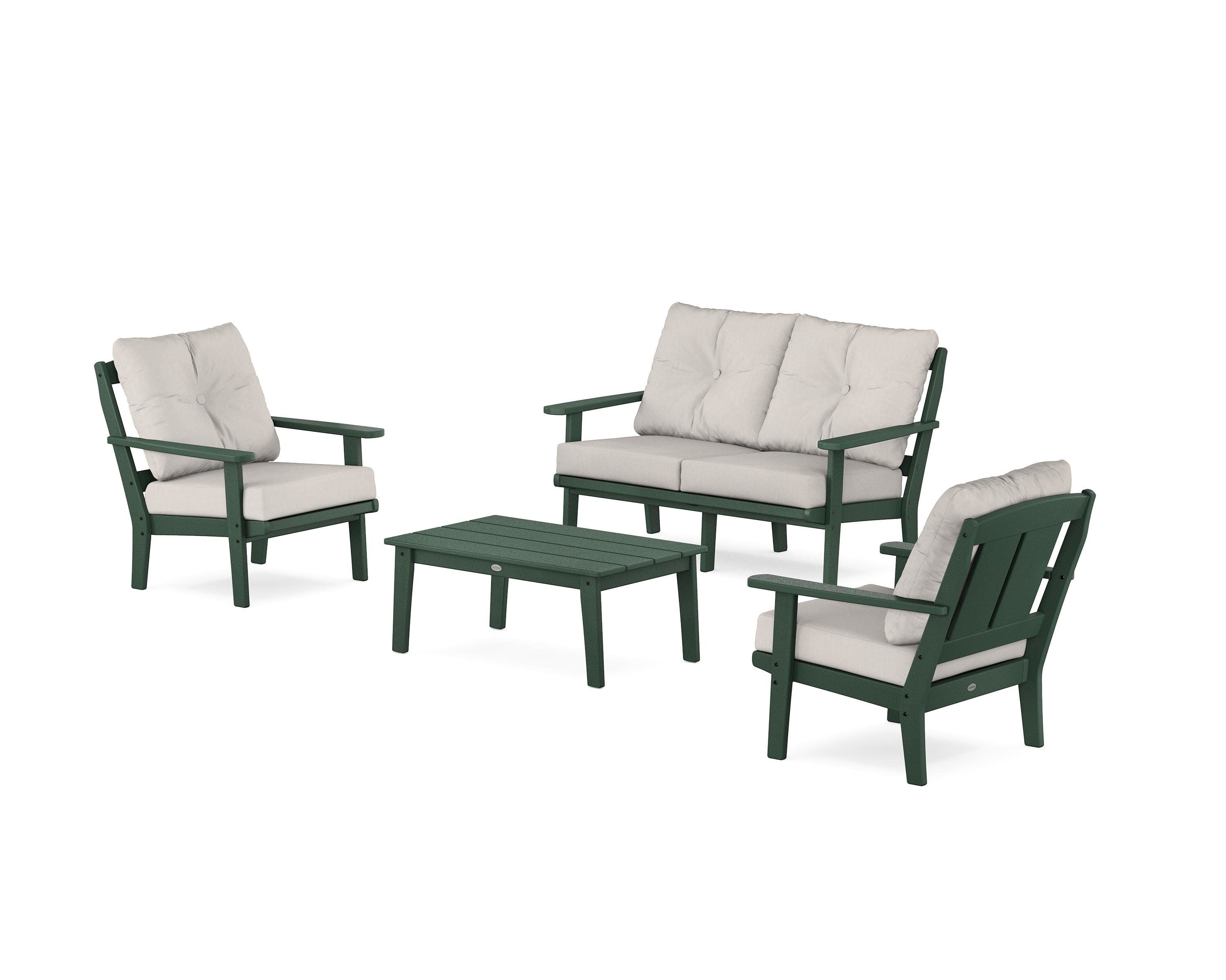 Mission 4-Piece Deep Seating Set with Loveseat in Green / Cast Ash