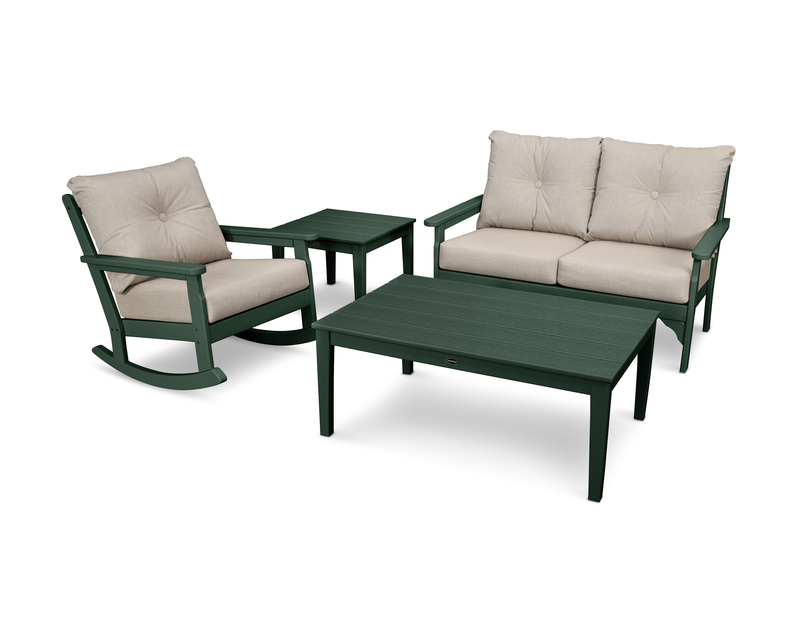 Vineyard 4-Piece Deep Seating Rocker Set in Green / Cast Ash