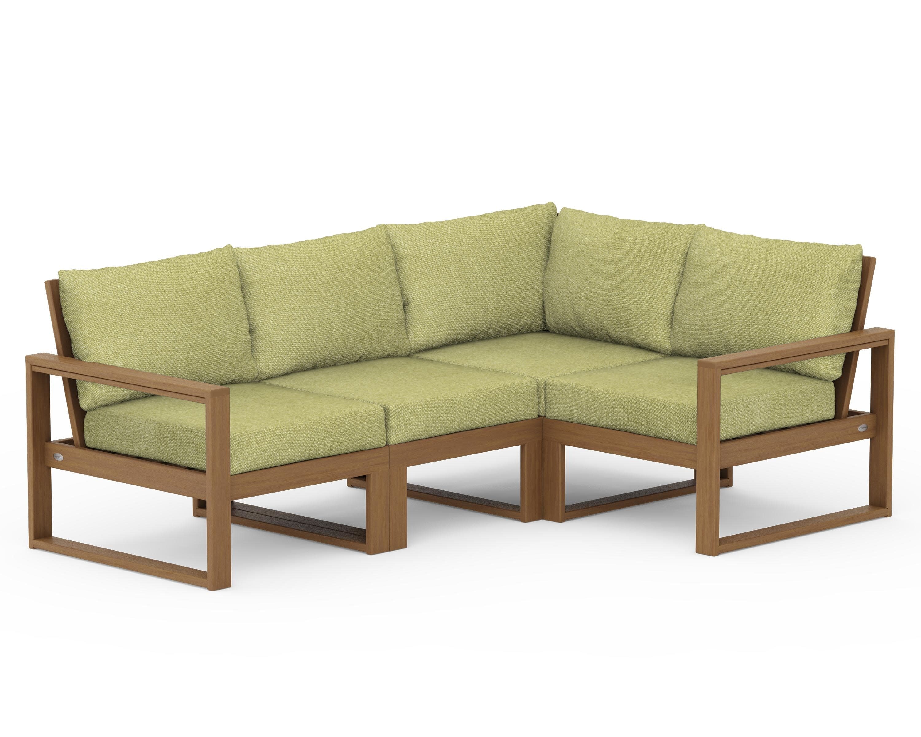 EDGE 4-Piece Modular Deep Seating Set in Natural / Chartreuse Boucle