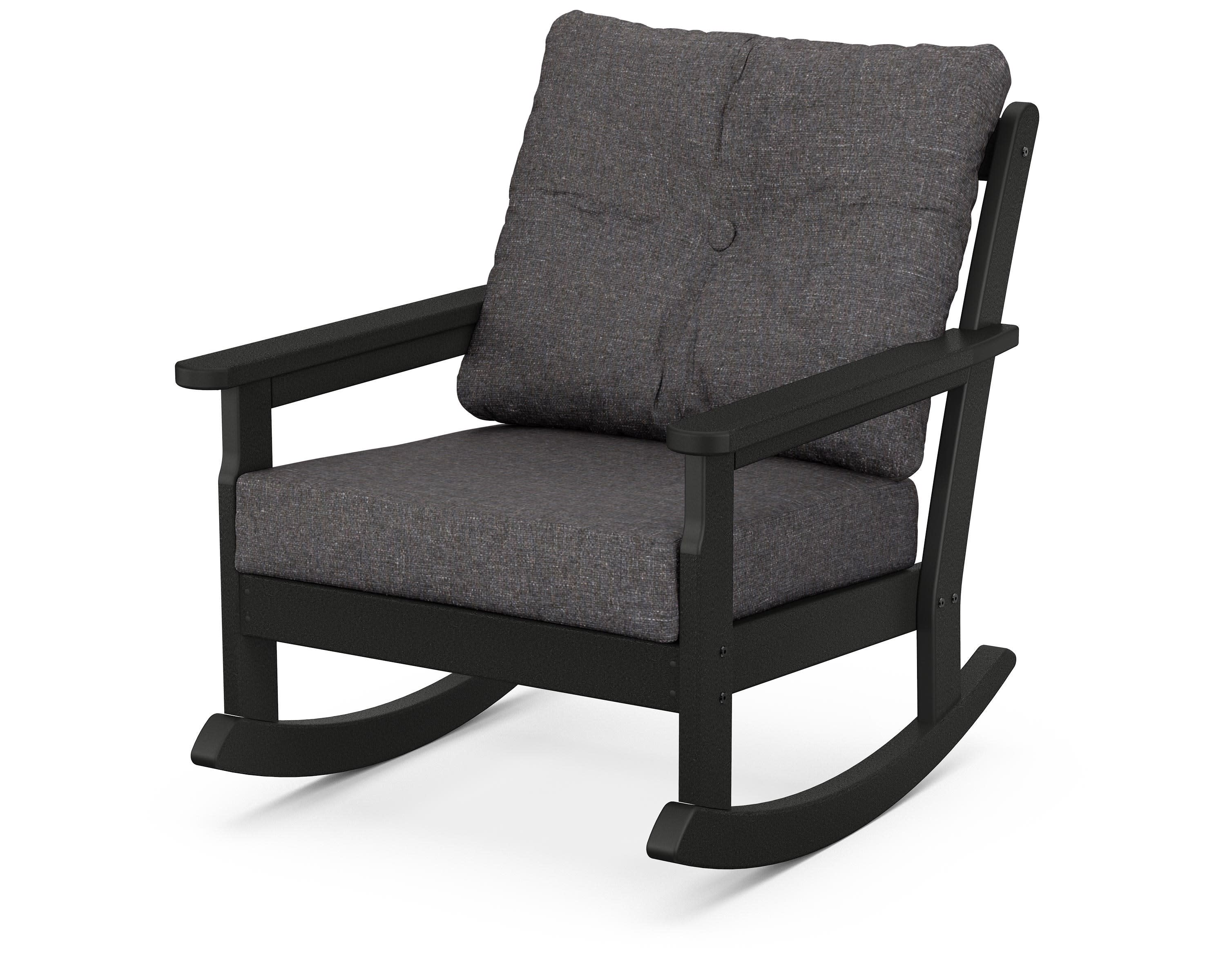 Vineyard Deep Seating Rocking Chair in Black / Ash Charcoal