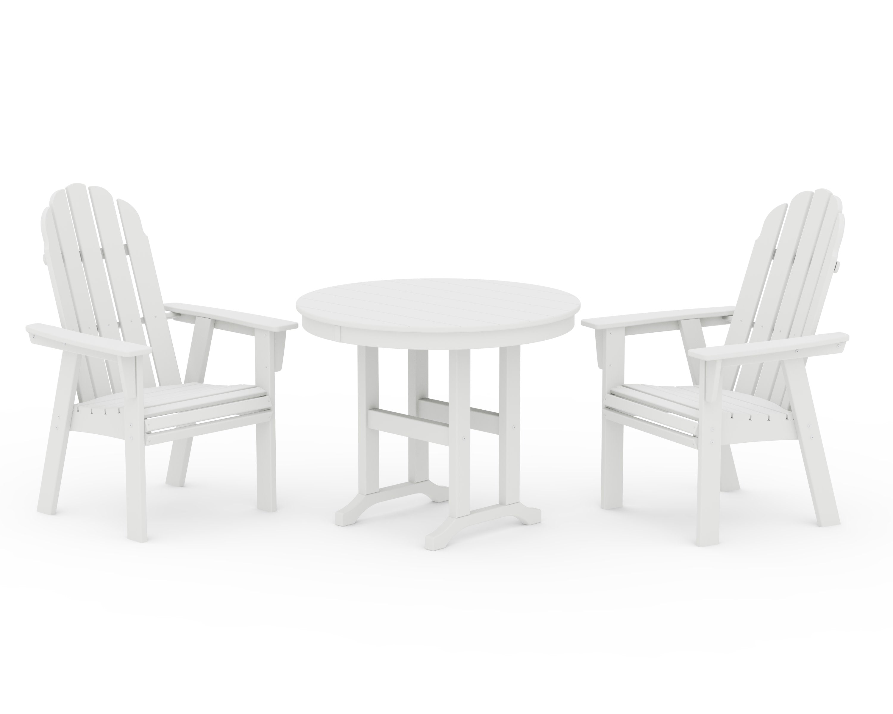 Vineyard Adirondack 3-Piece Round Dining Set in White