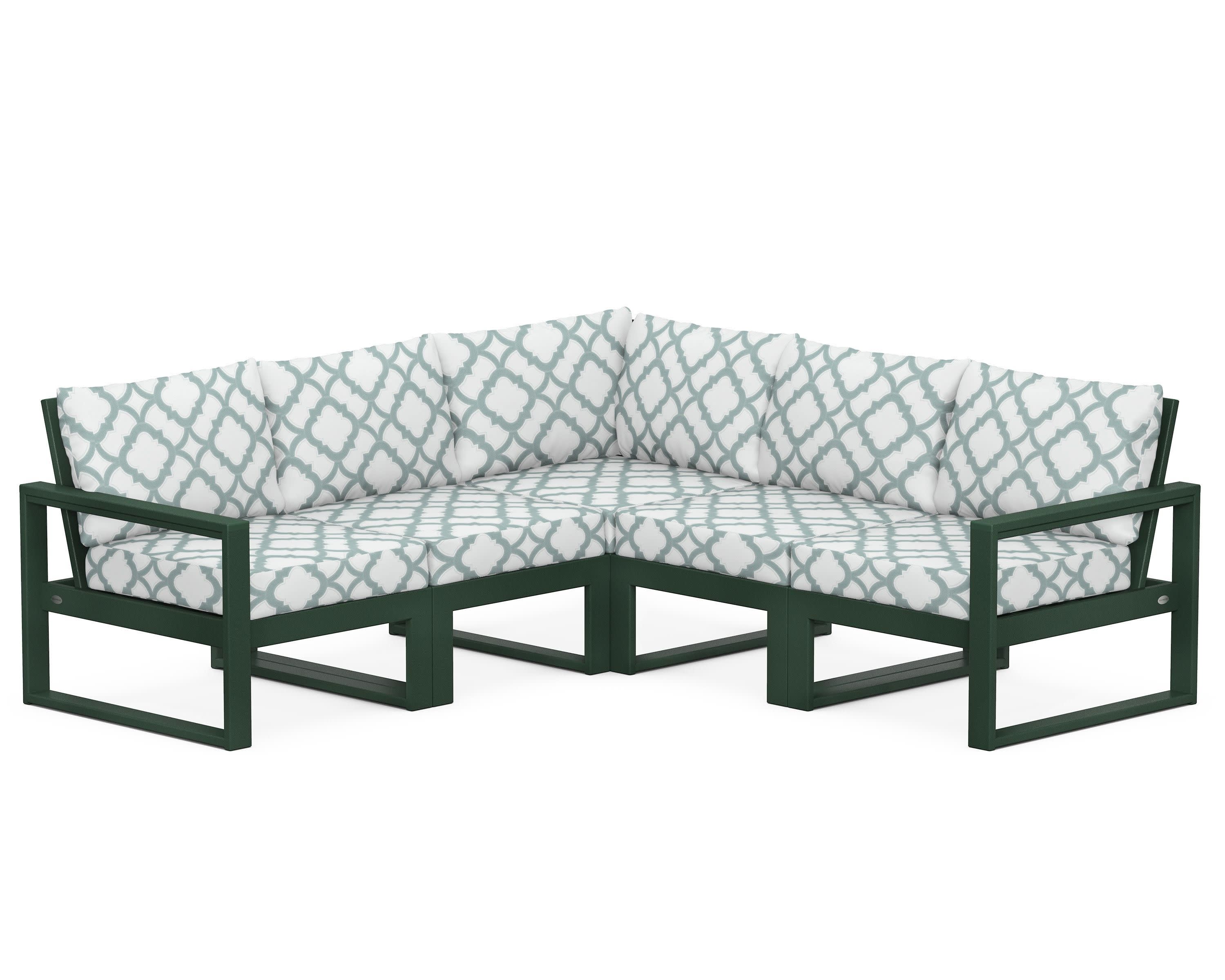 EDGE 5-Piece Modular Deep Seating Set in Green / Trellis Glacier Spa