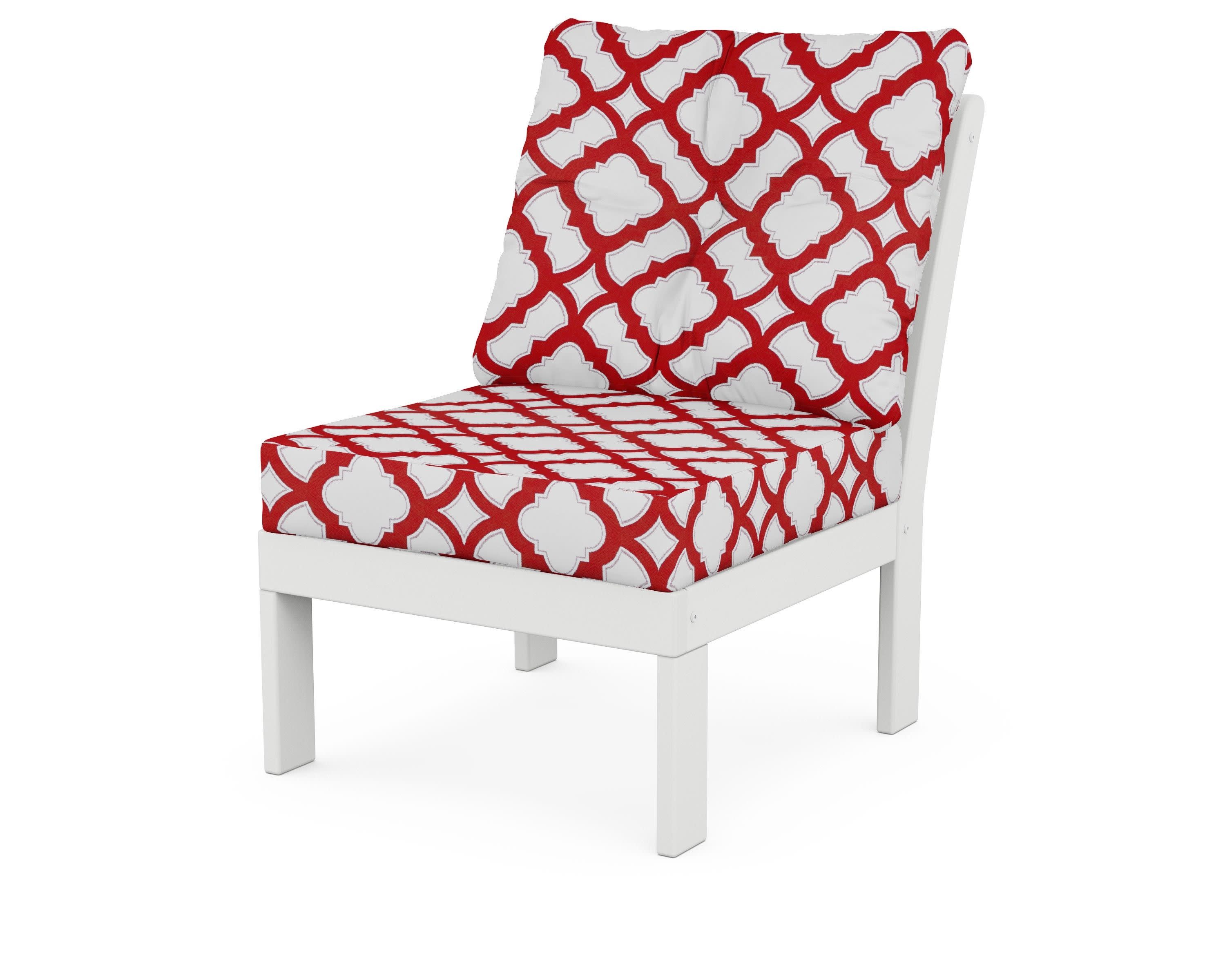 Vineyard Modular Armless Chair in White / Trellis Crimson