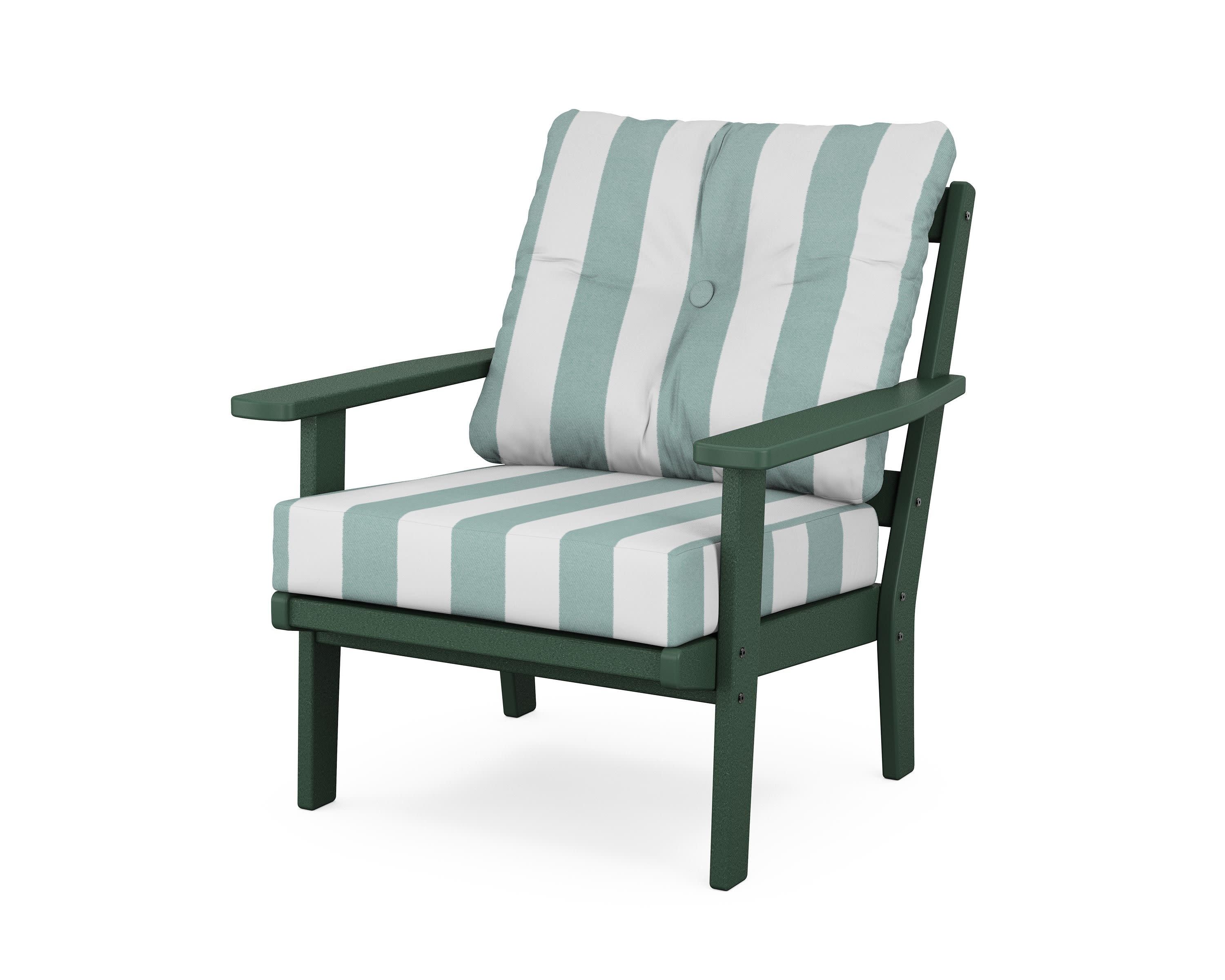 Oxford Deep Seating Chair in Green / Cabana Stripe Glacier Spa