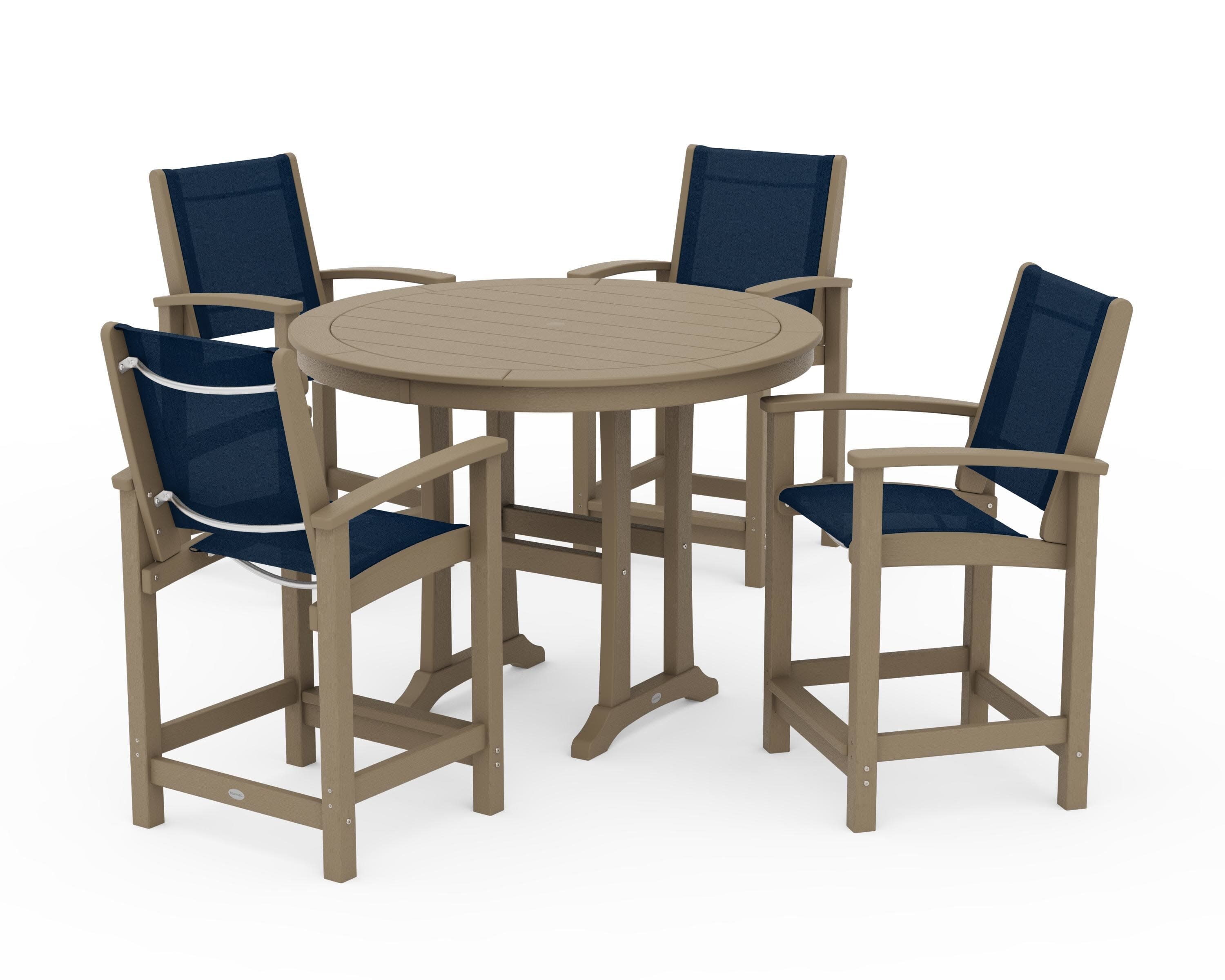 Coastal 5-Piece Counter Set in Vintage Sahara / Navy Blue Sling