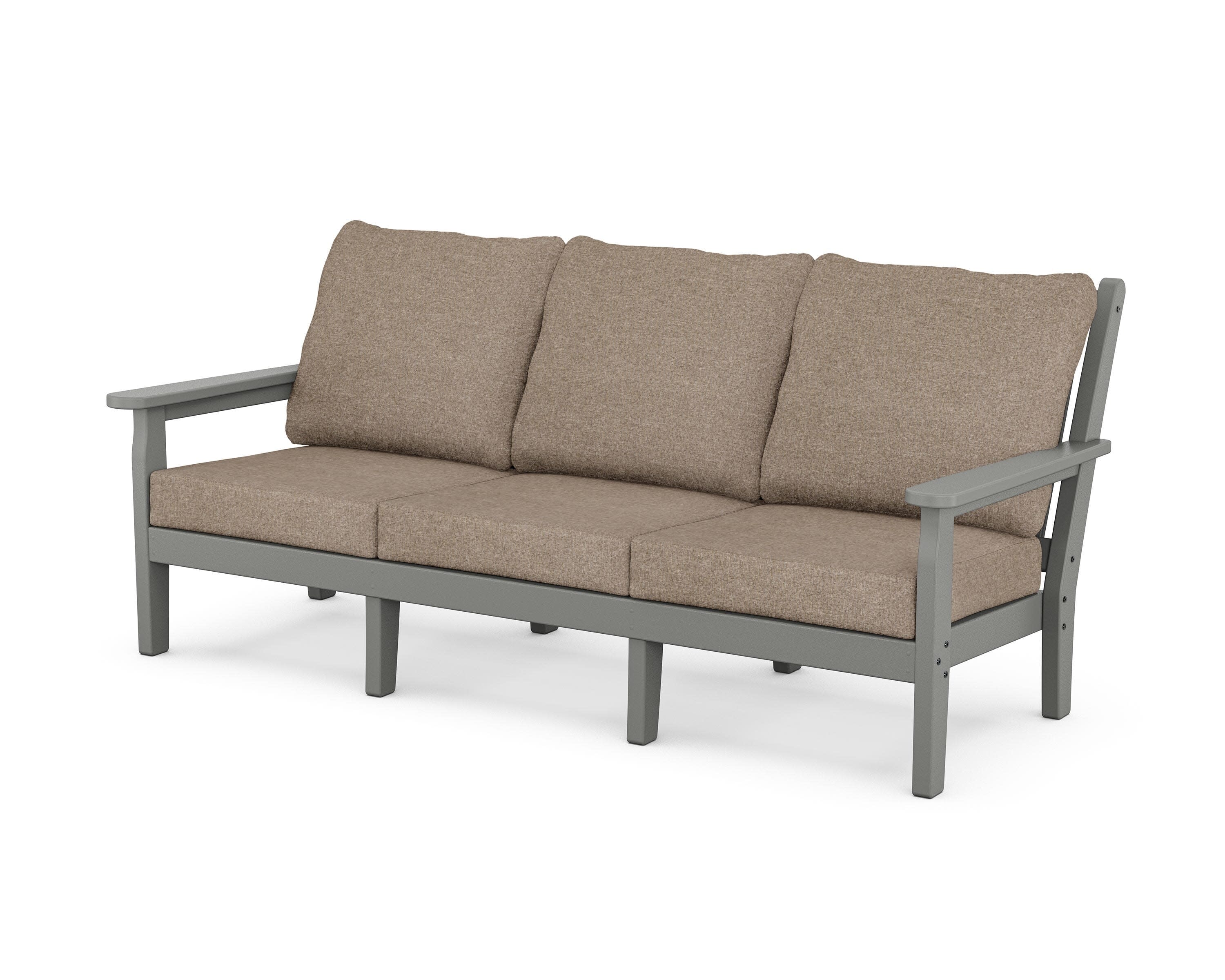 Chippendale Deep Seating Sofa in Slate Grey / Spiced Burlap