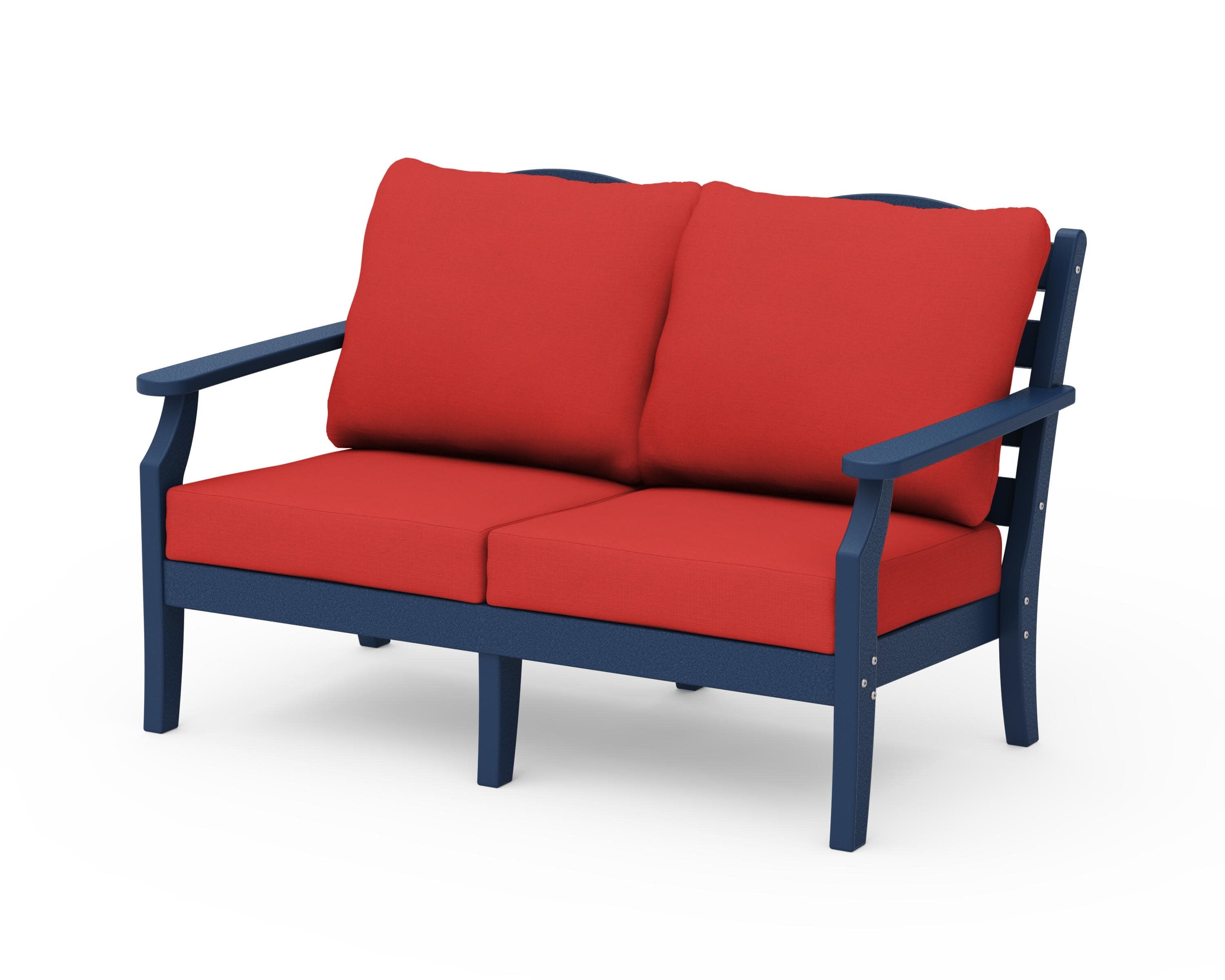 Savannah Deep Seating Loveseat in Navy / Crimson Linen