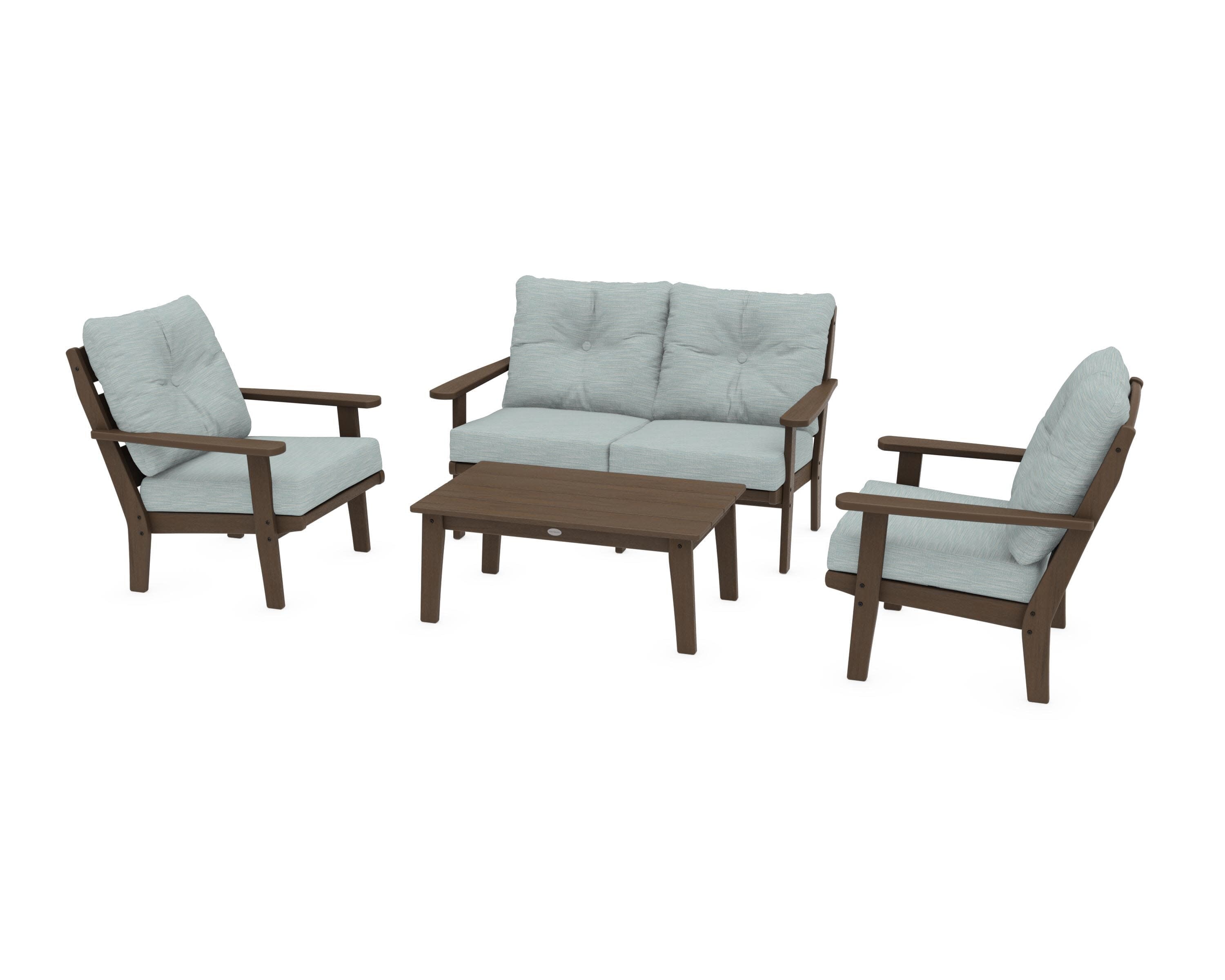 Lakeside 4-Piece Deep Seating Set in Kona / Soothe Mist