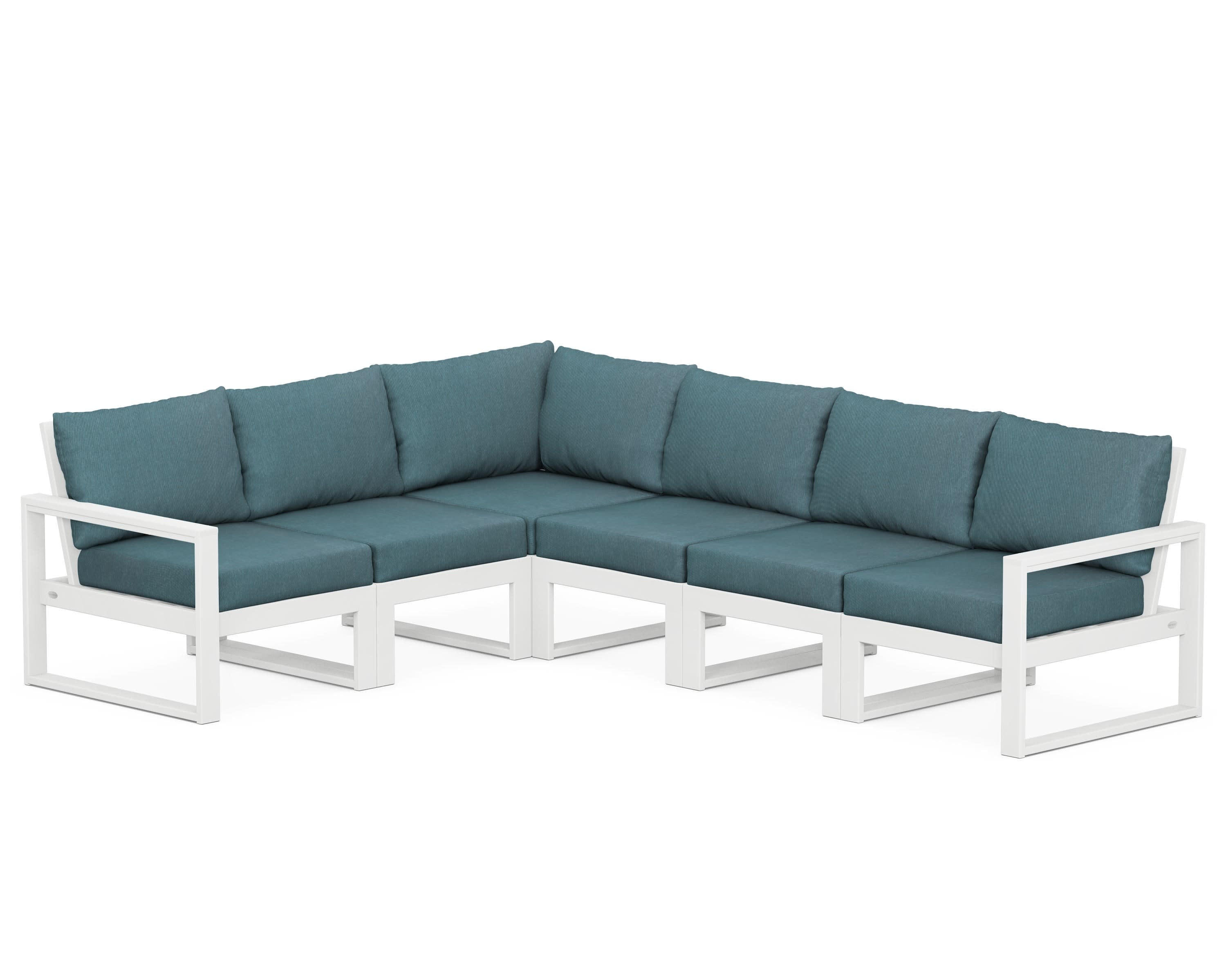 EDGE 6-Piece Modular Deep Seating Set in White / Ocean Teal
