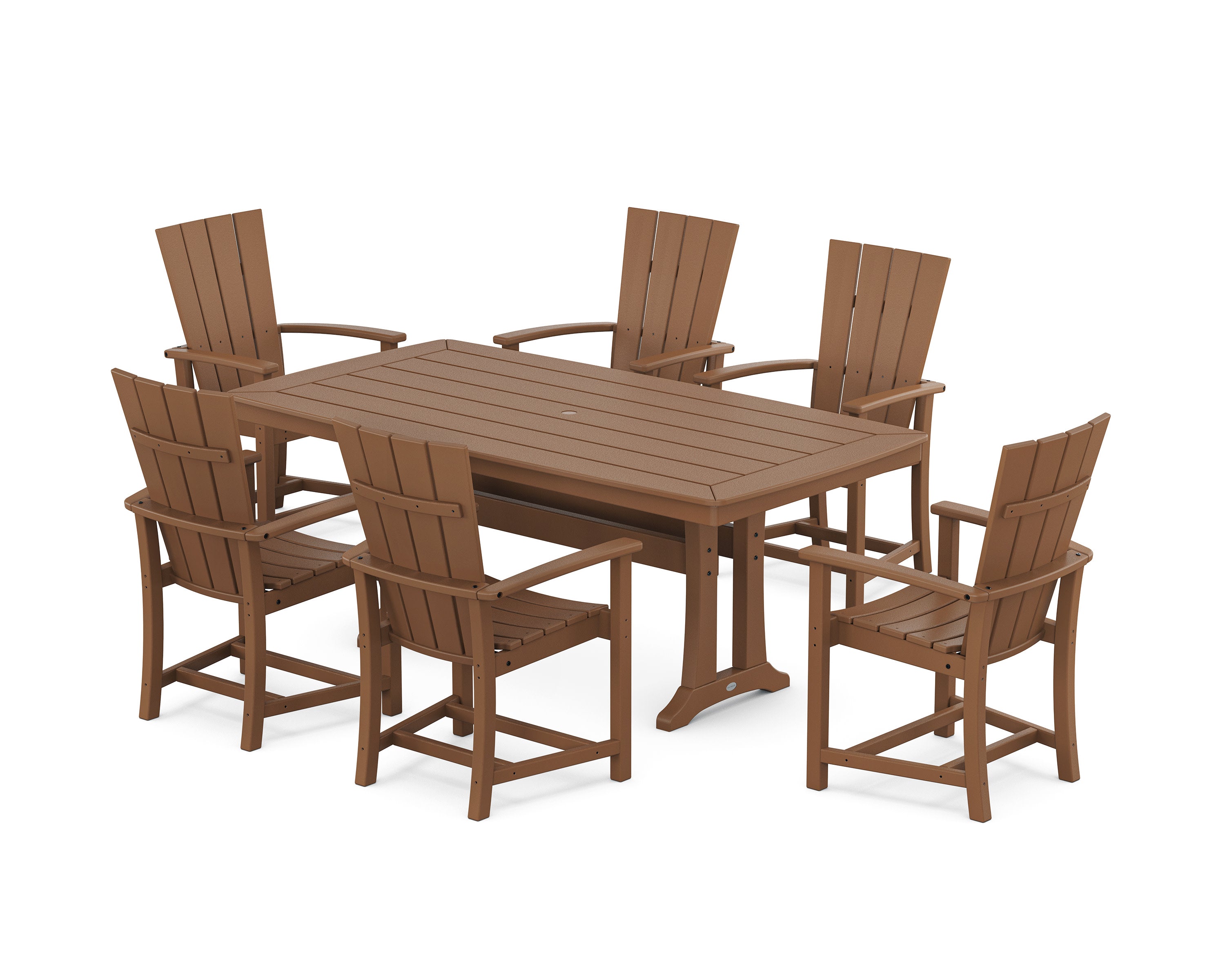 Quattro 7-Piece Dining Set with Trestle Legs in Teak
