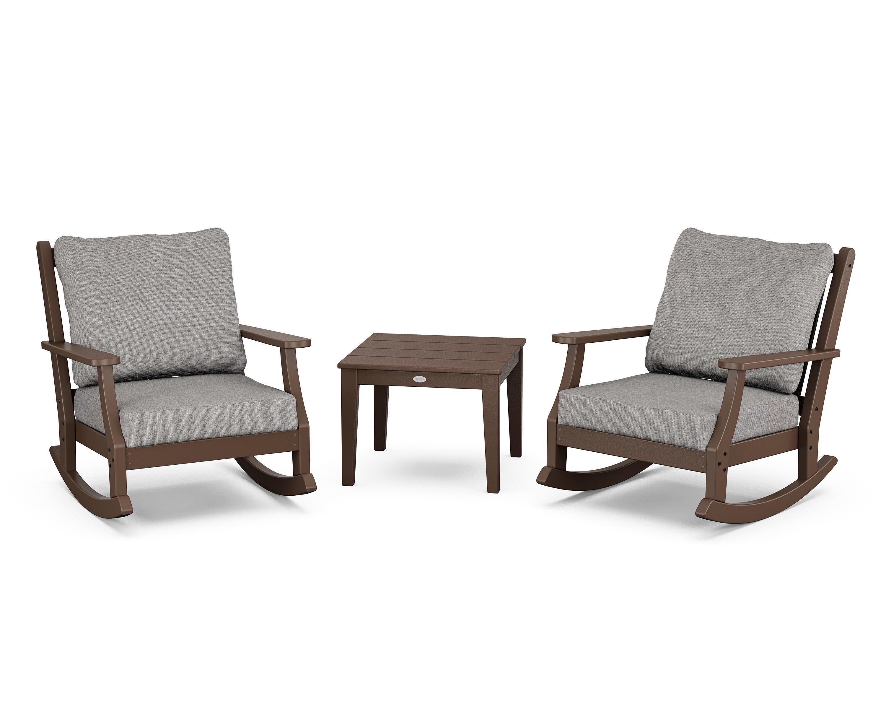 Wovendale 3-Piece Deep Seating Rocker Set in Mahogany / Grey Mist