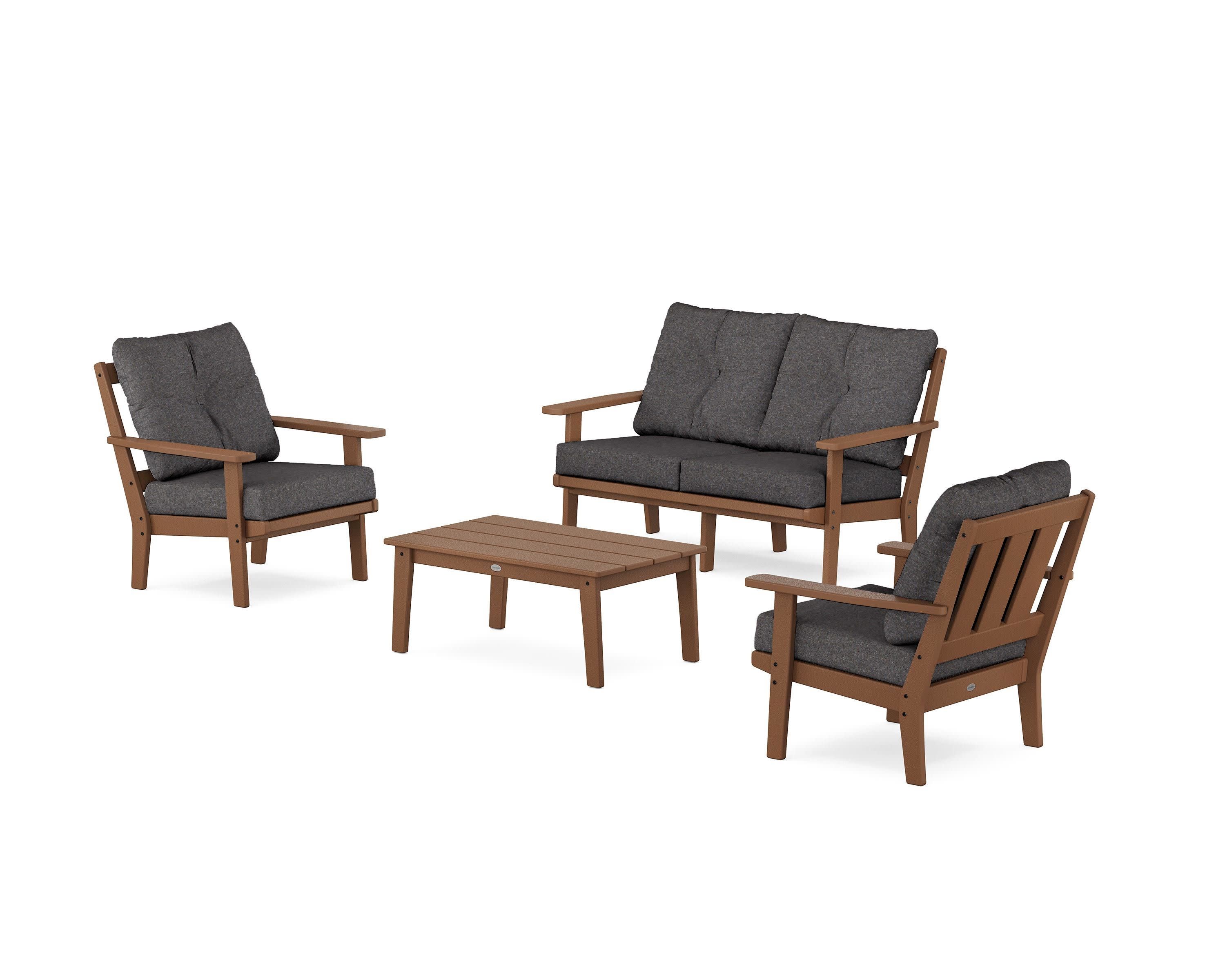 Oxford 4-Piece Deep Seating Set with Loveseat in Teak / Ash Charcoal