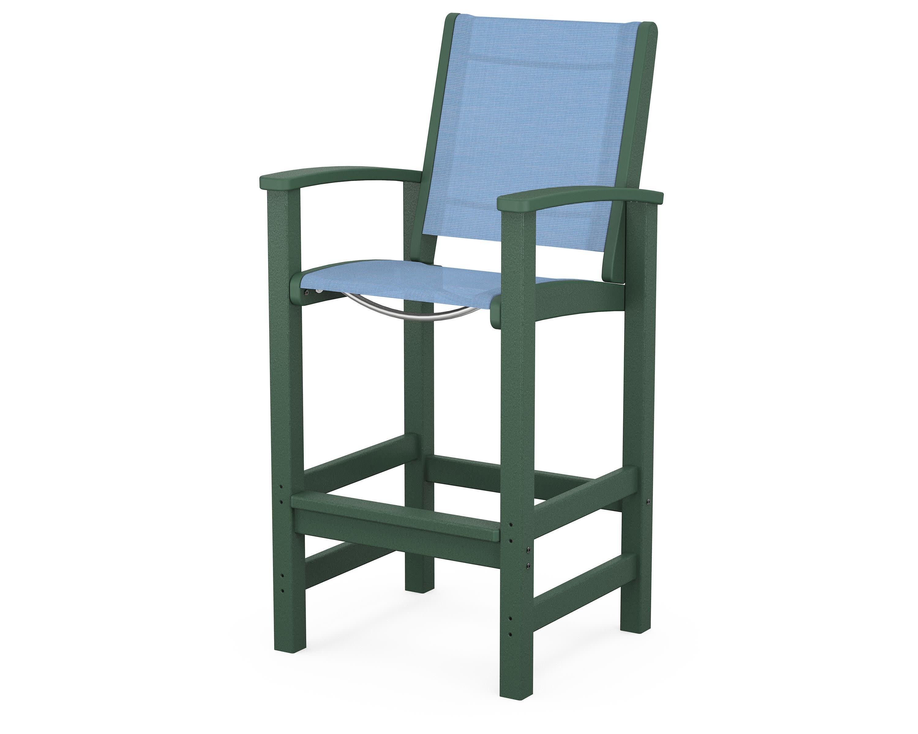 Coastal Bar Chair in Green / Poolside Sling